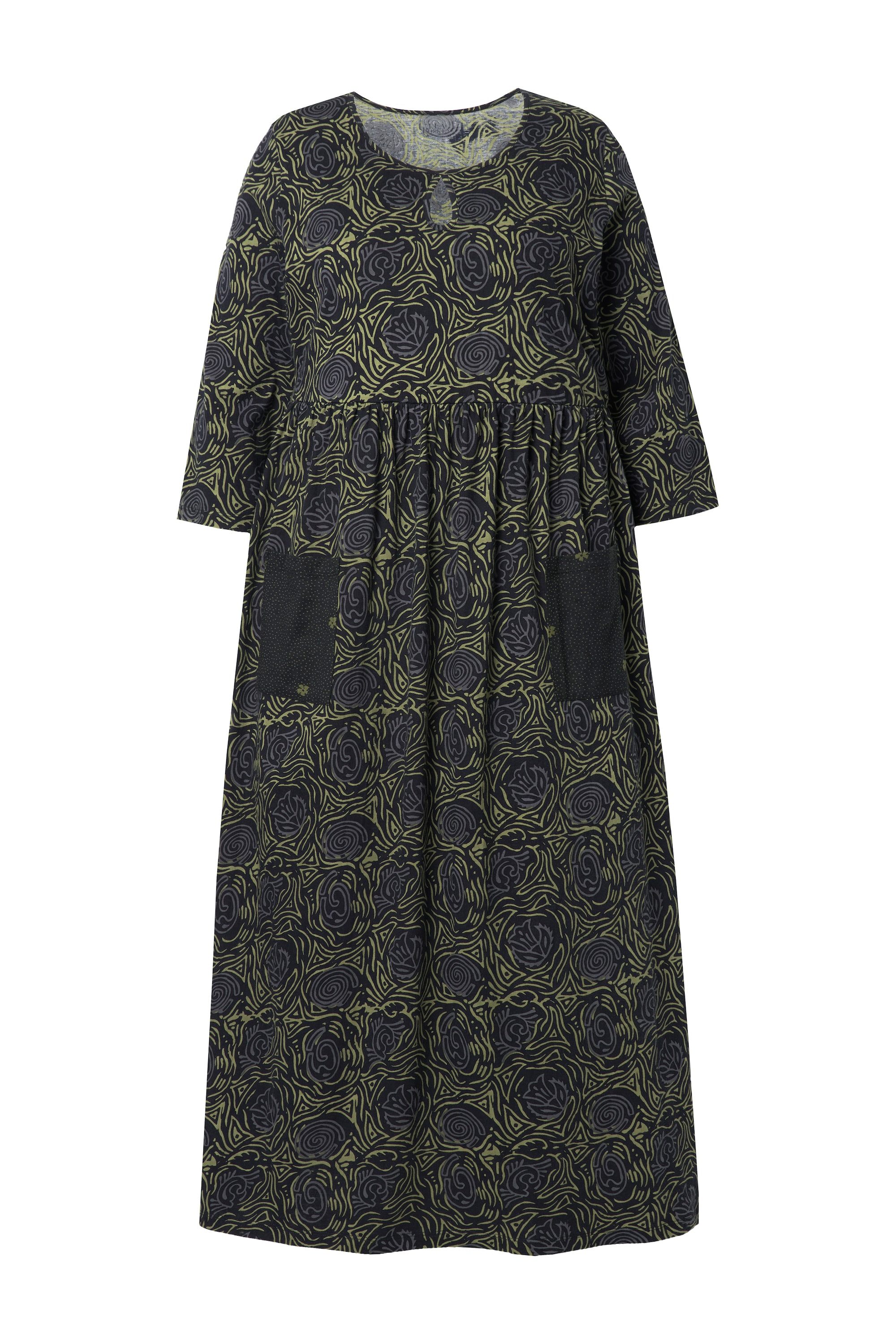 Ulla Popken Maxikleid Jerseykleid A-Linie Blumendruck günstig online kaufen