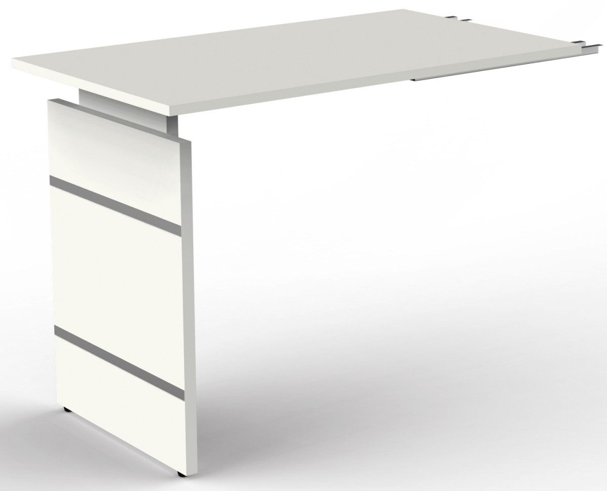 KERKMANN Schreibtisch Anbautisch Form 4 mit Wangengestell 100x60x68-76cm weiß