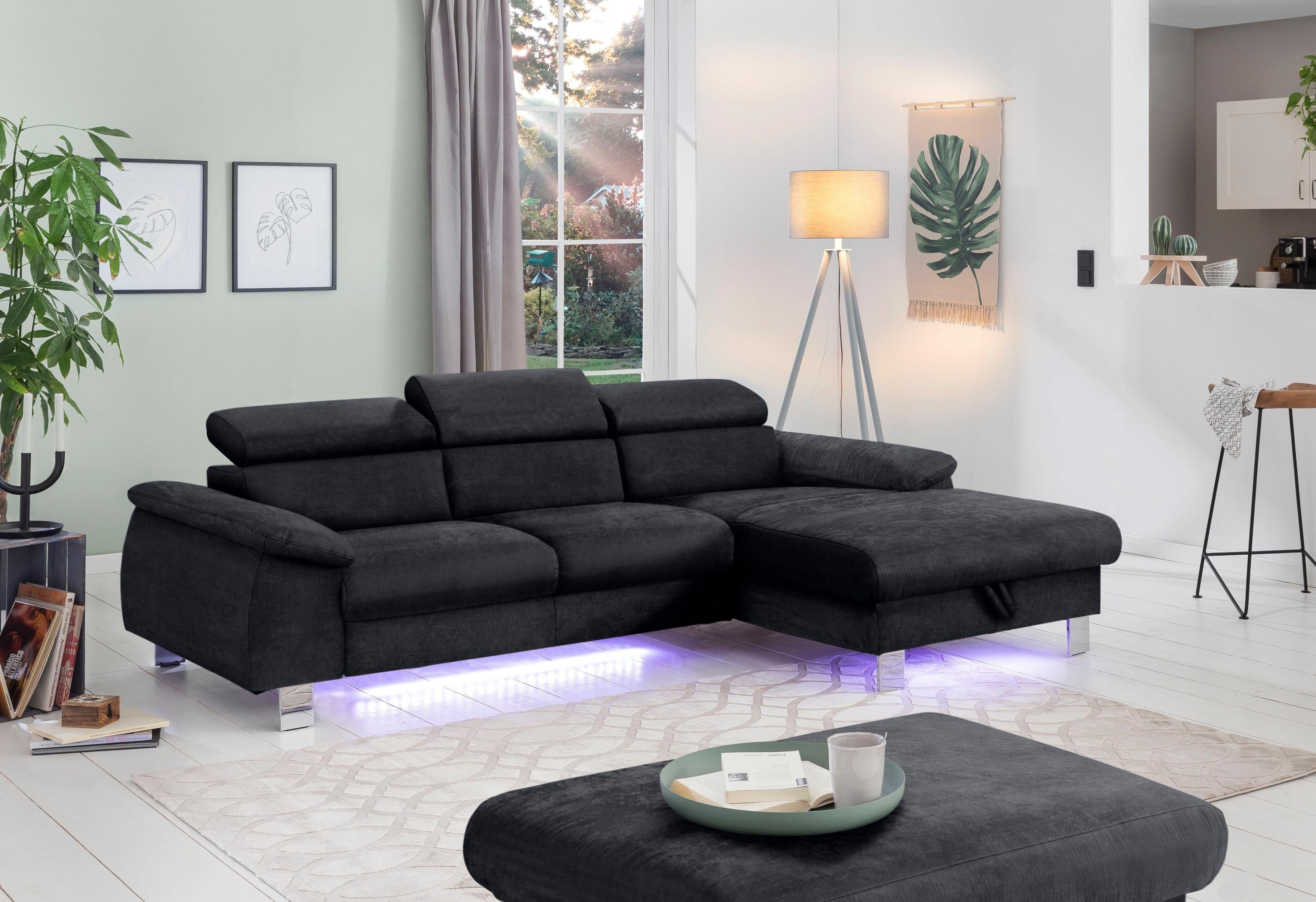 COTTA Ecksofa "Komaris L-Form, B: 244 cm" mit Kopfteilverstellung, optional günstig online kaufen