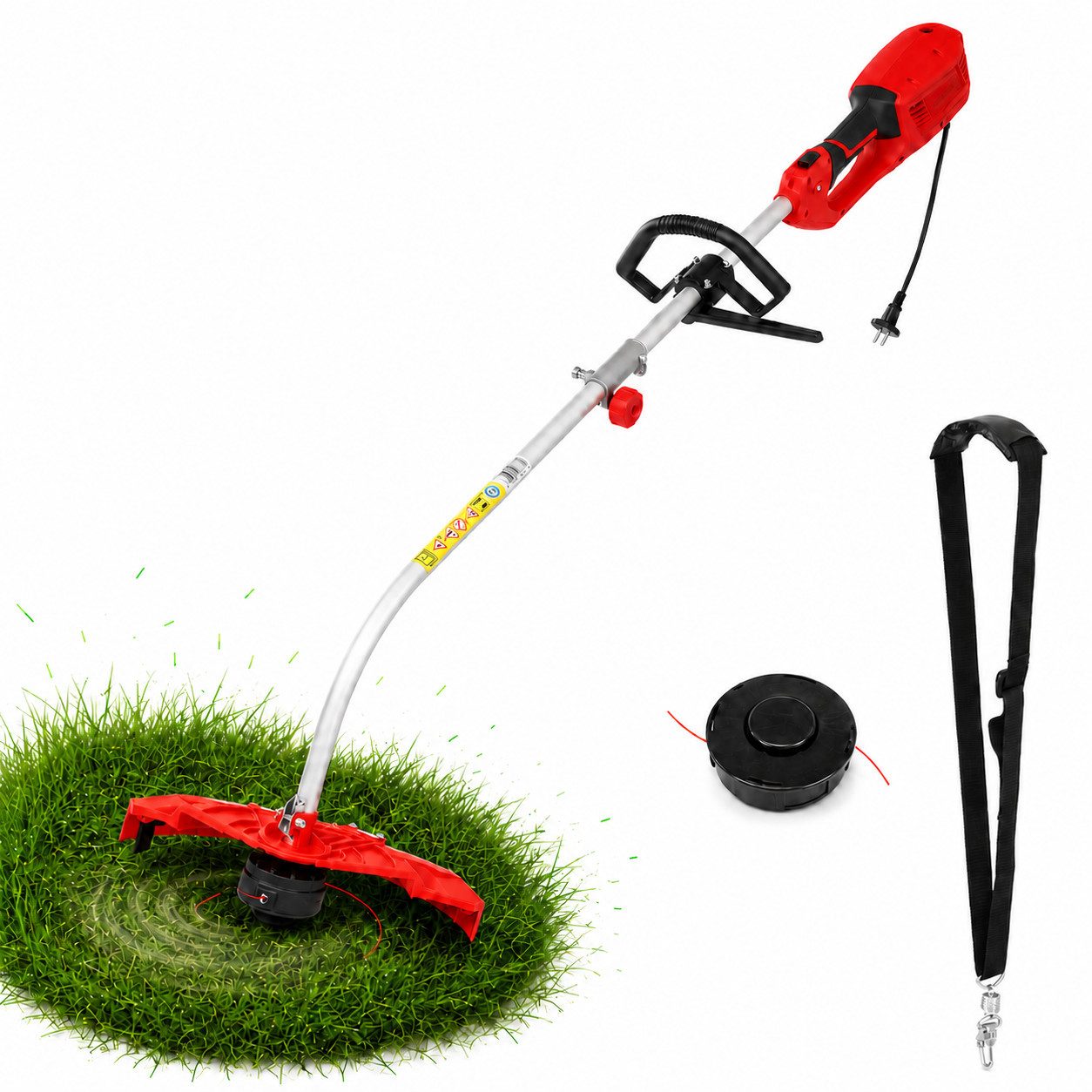 Hecht Elektro-Rasentrimmer Freischneider Motorsense 1299 inklusive Tragegurt, 38 cm Arbeitsbreite Faden, 4,8 kg, 1400 Watt
