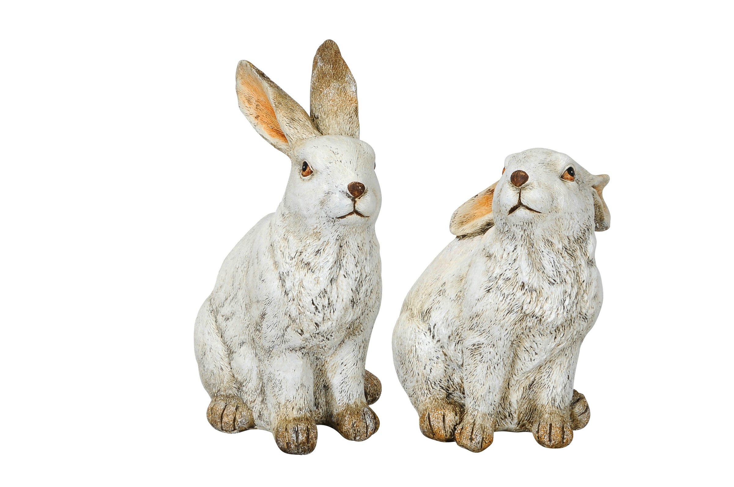 Osterhase Hase Ostern Figur weiss Polyresin 2erSet 13x11cm H21cm Skulptur