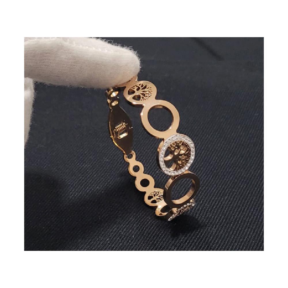 Da Meso Armreif Damen Armreif Lebensbaum mit Strass – Goldfarbe – Eleganter Edelstahl