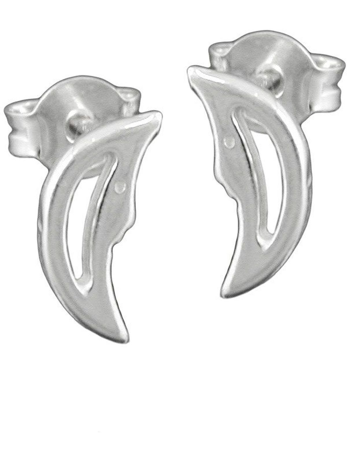 Gallay Paar Ohrstecker Ohrring 12x5mm Halbmond mit Gesicht glänzend Silber 925 (1-tlg)