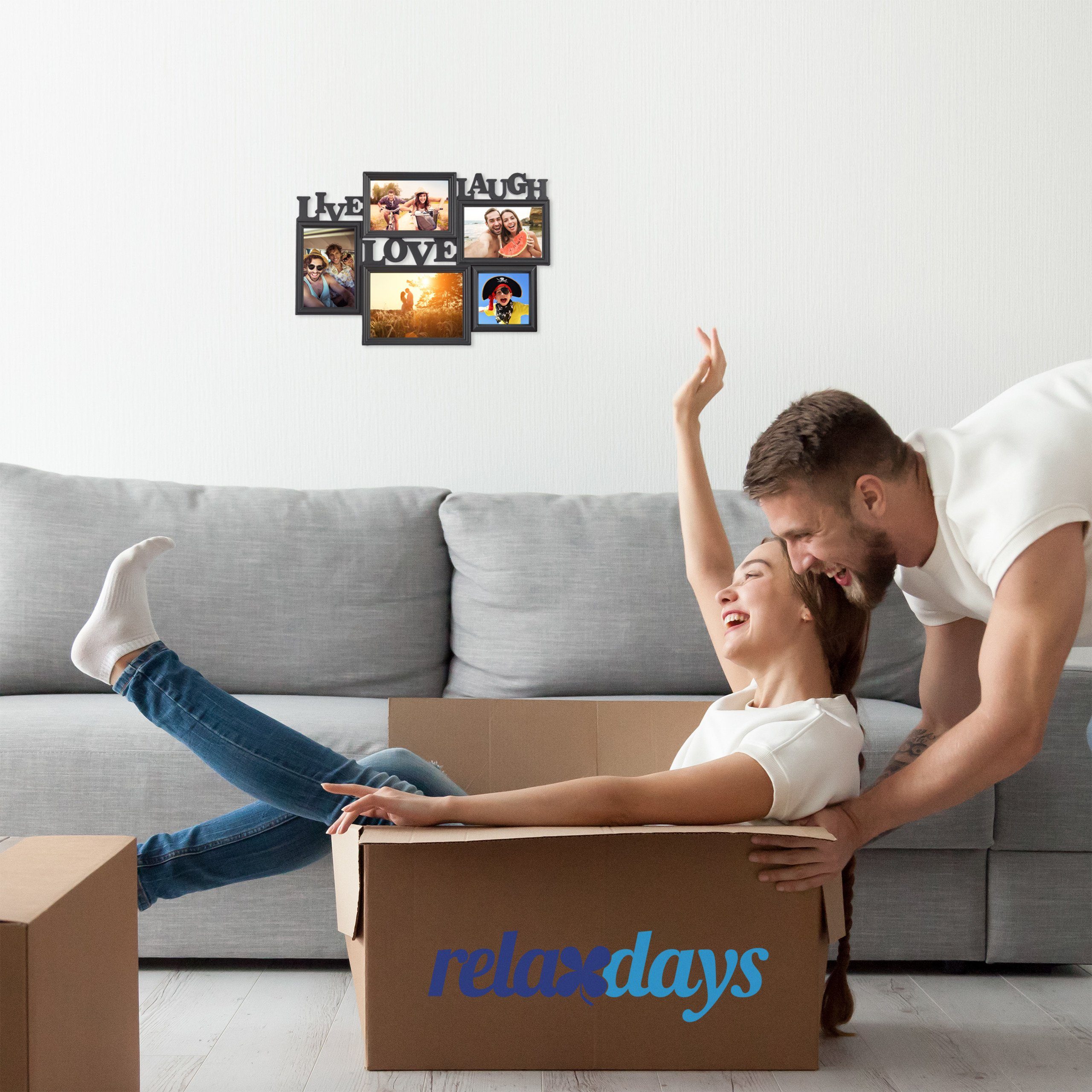 relaxdays Staffelbilderrahmen Bilderrahmen Live Love Laugh, günstig online kaufen