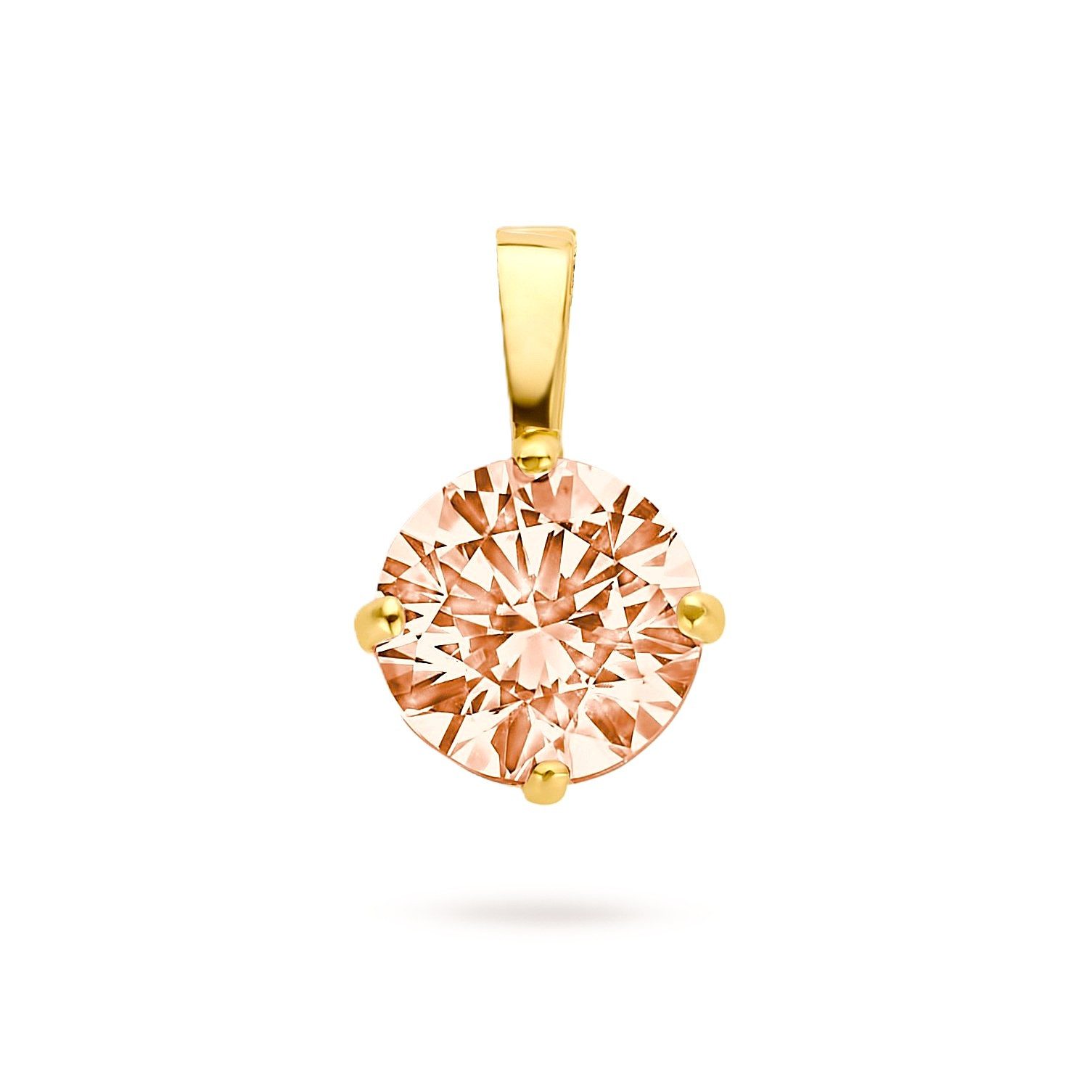 NICEANDnoble Kettenanhänger 585er Gelbgold Kettenanhänger Zirkonia rund 4 mm citringelb
