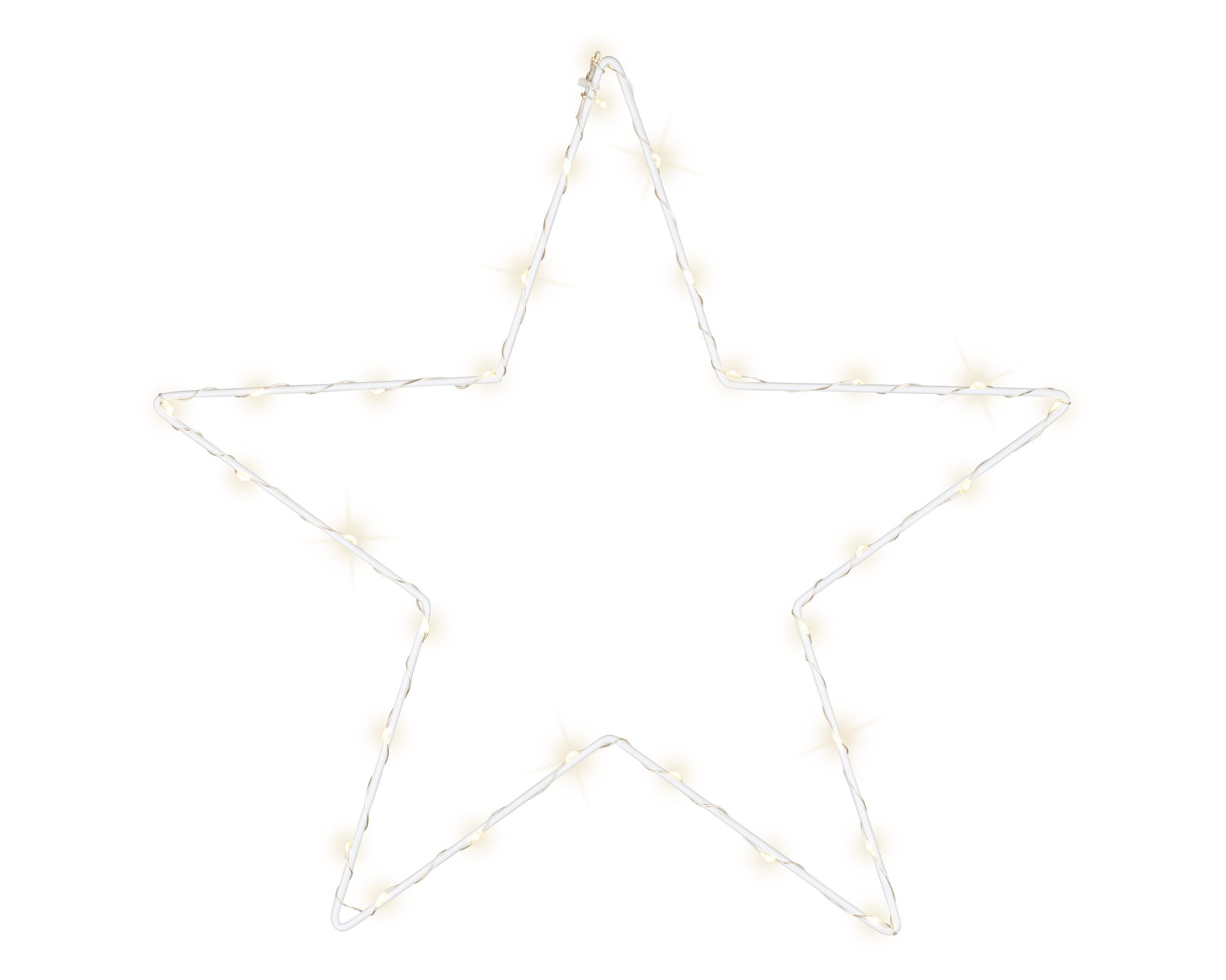 Lumineo LED Stern, Timer, warmweiß, LED Stern zum Aufhängen Outdoor 35cm Metall Timer / Batteriebetrieb