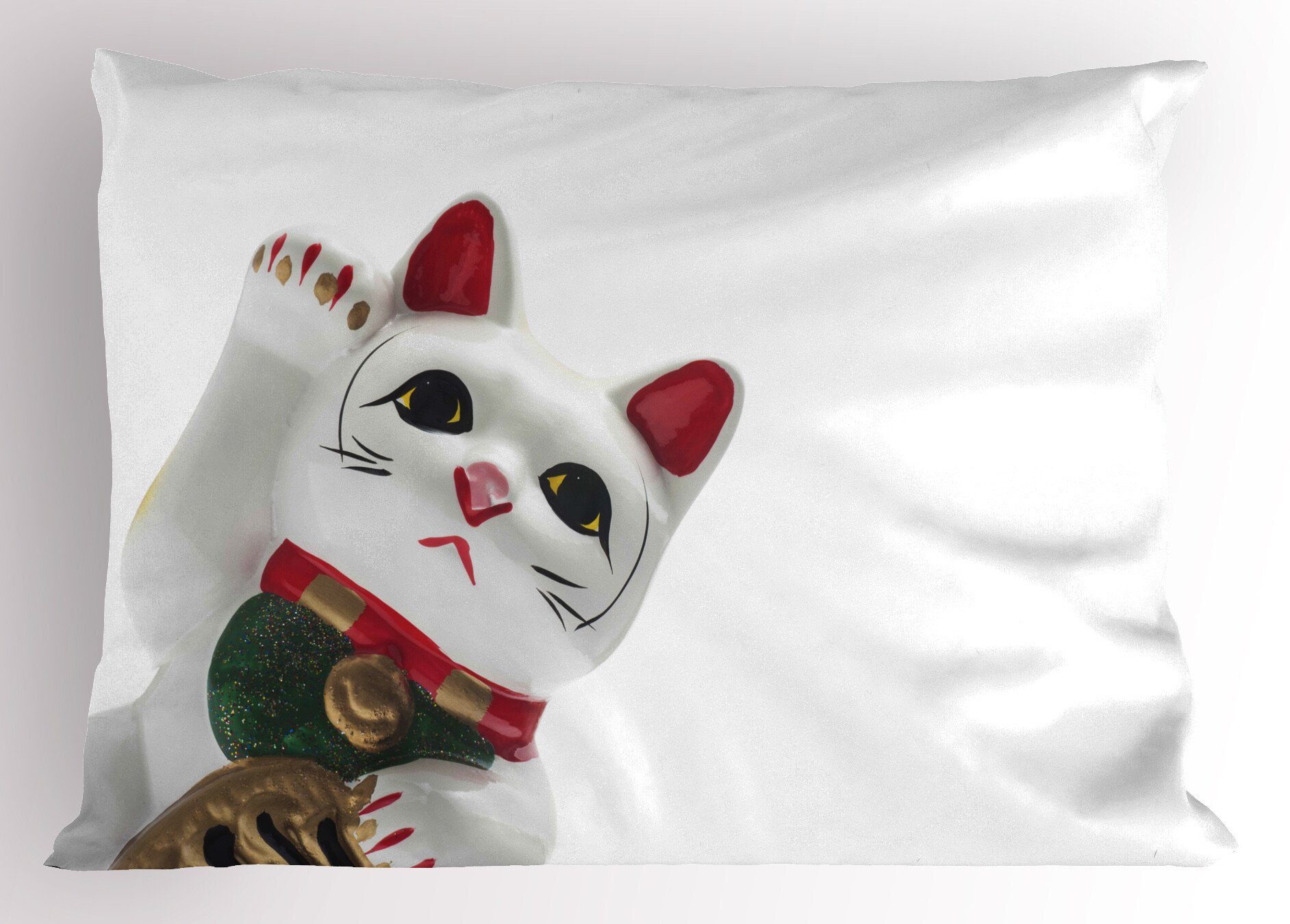 (1 Lucky japanische Cat Abakuhaus Size Dekorativer Neko Gedruckter Queen Stück), Kissenbezüge Kopfkissenbezug, Katze waveing