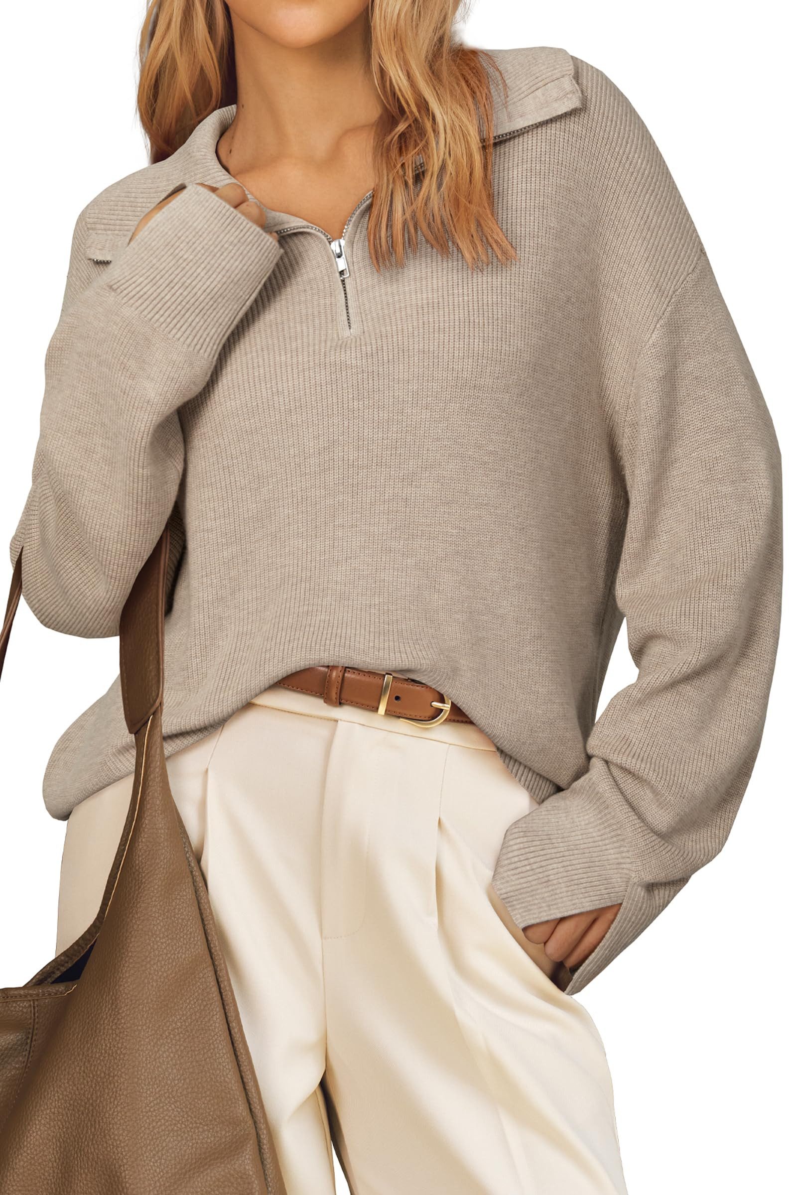 Arach&Cloz Strickpullover Pullover Damen Wolle Blend Langarm Elegant Halber günstig online kaufen