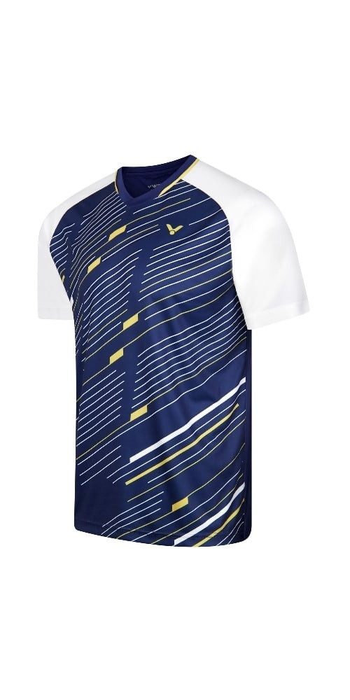 VICTOR T-Shirt T-43100 B (100% rec. Polyester) dunkelblau/weiss Herren