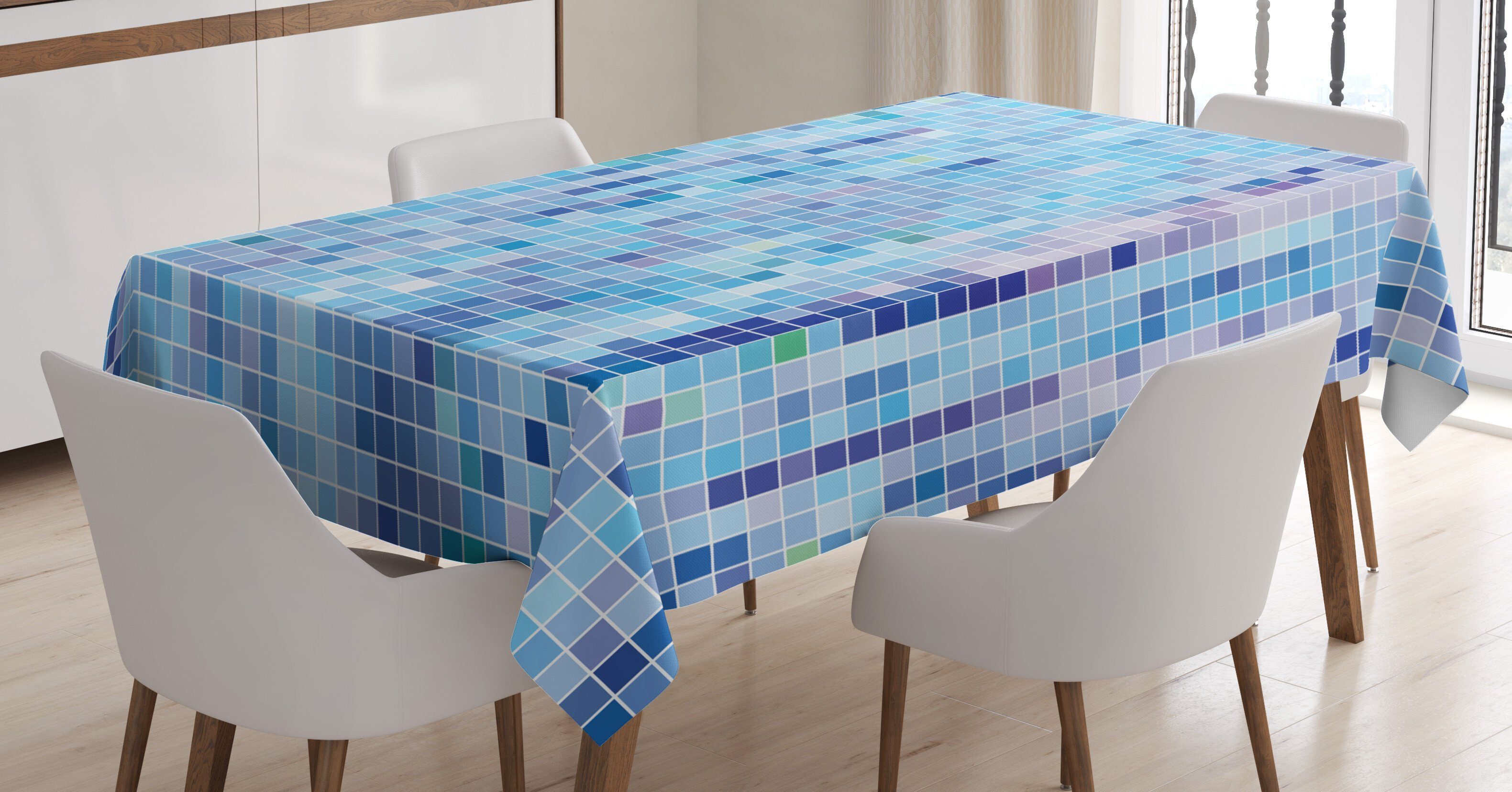 Abakuhaus Tischdecke Farbfest Waschbar Für den Außen Bereich geeignet Klare Farben, Mosaik Abstrakt Kleine Quadrate Kunst