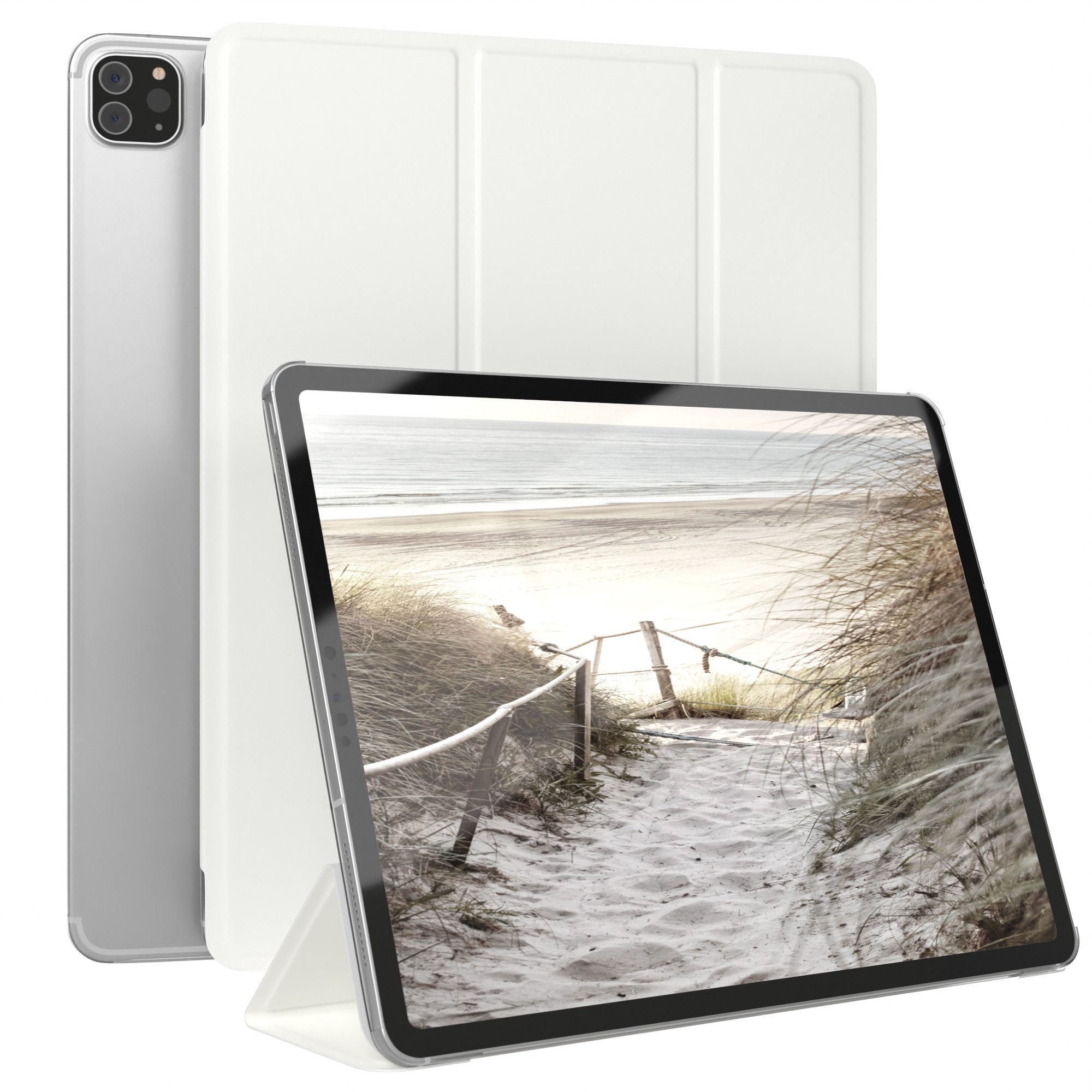 EAZY CASE Tablet-Hülle Smart Case für iPad Pro 12,9" 3./ 4./ 5./ 6. Gen. 12,9 Zoll, Schutzhülle mit Sleep Wake Up Funktion Smartcase verstellbar Etui Weiß