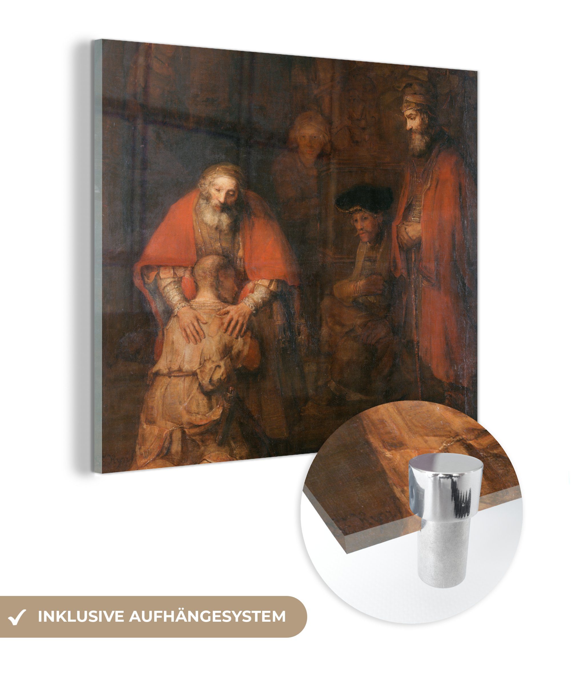 MuchoWow Acrylglasbild Die Rückkehr des verlorenen Sohnes - Rembrandt van Rijn, (1 St), Glasbilder - Bilder auf Glas Wandbild - Foto auf Glas - Wanddekoration