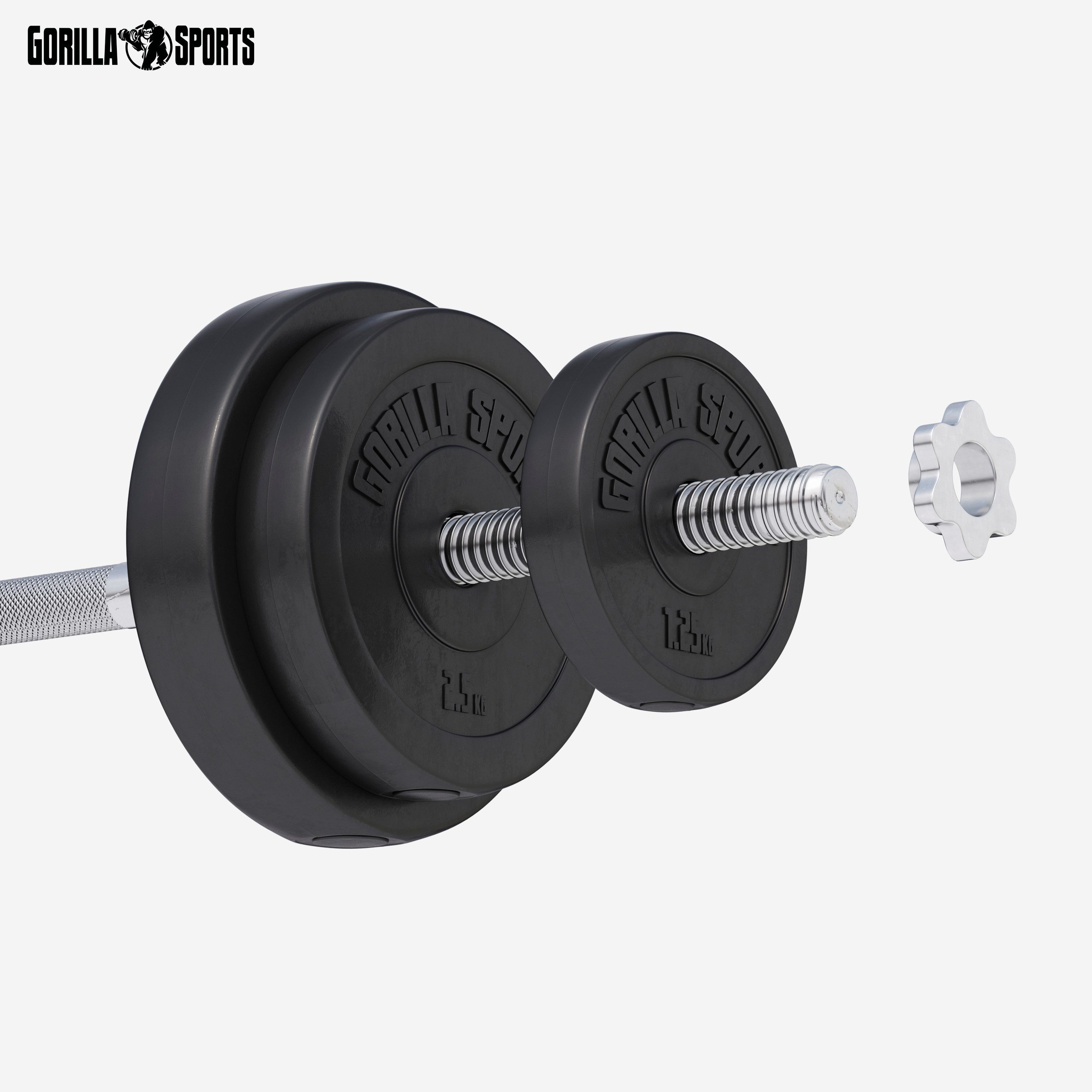 GORILLA SPORTS Hantelscheibe Hantelscheibe 30/31 mm Kunststoff 1,25-15 KG, 27.5 kg, (8-tlg)