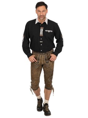 OS-Trachten Trachtenhemd Hemd Langarm BASTIAN schwarz (Comfort Fit)