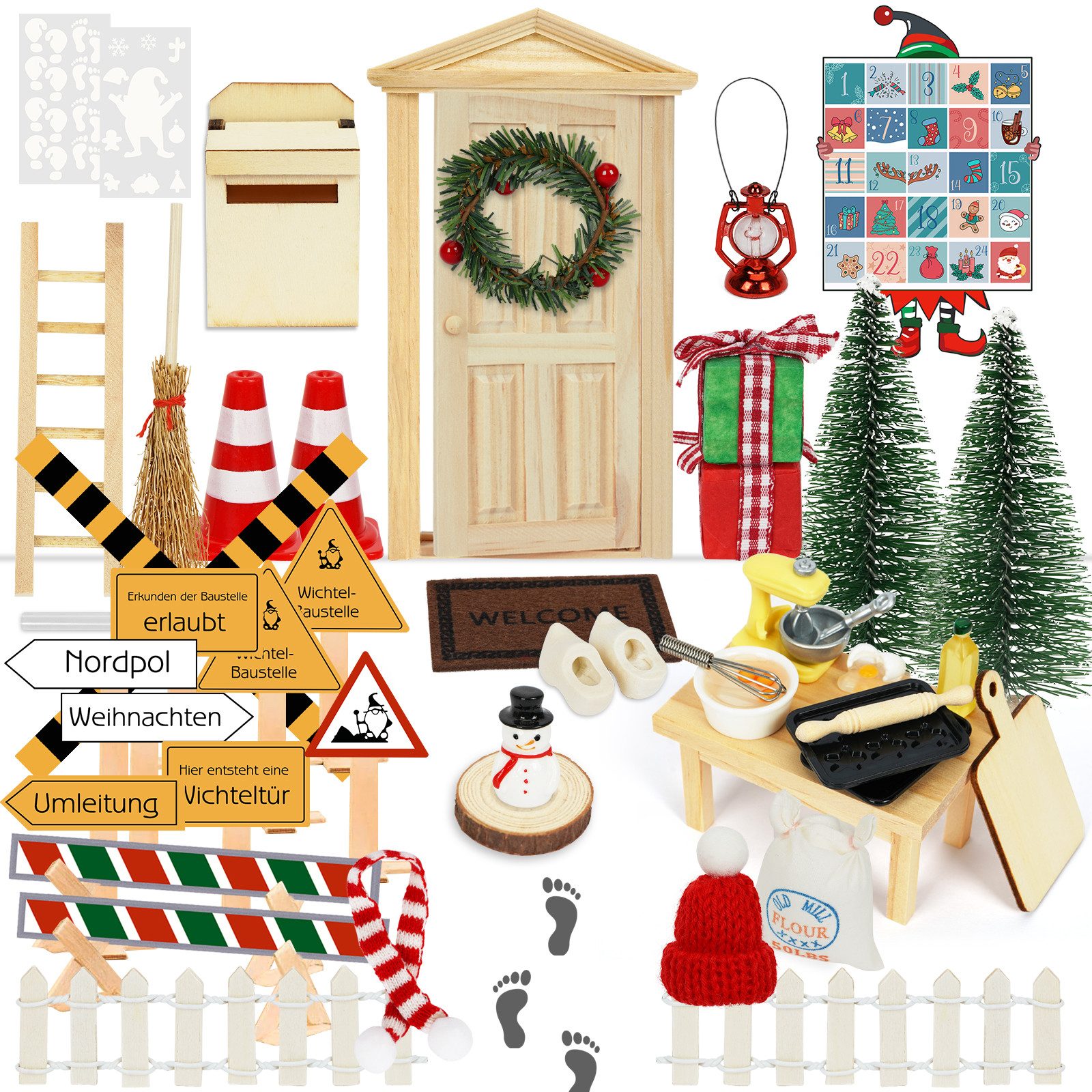 OSTWOLKE Kreativset Wichteltür Zubehör Weihnachten Set Miniatur Wichtel Set günstig online kaufen