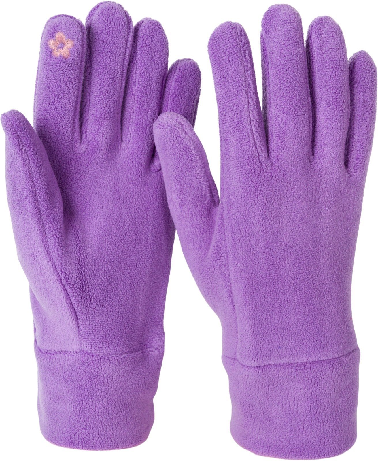 Lila Fleece Touchscreen Handschuhe Einfarbige Fleecehandschuhe styleBREAKER