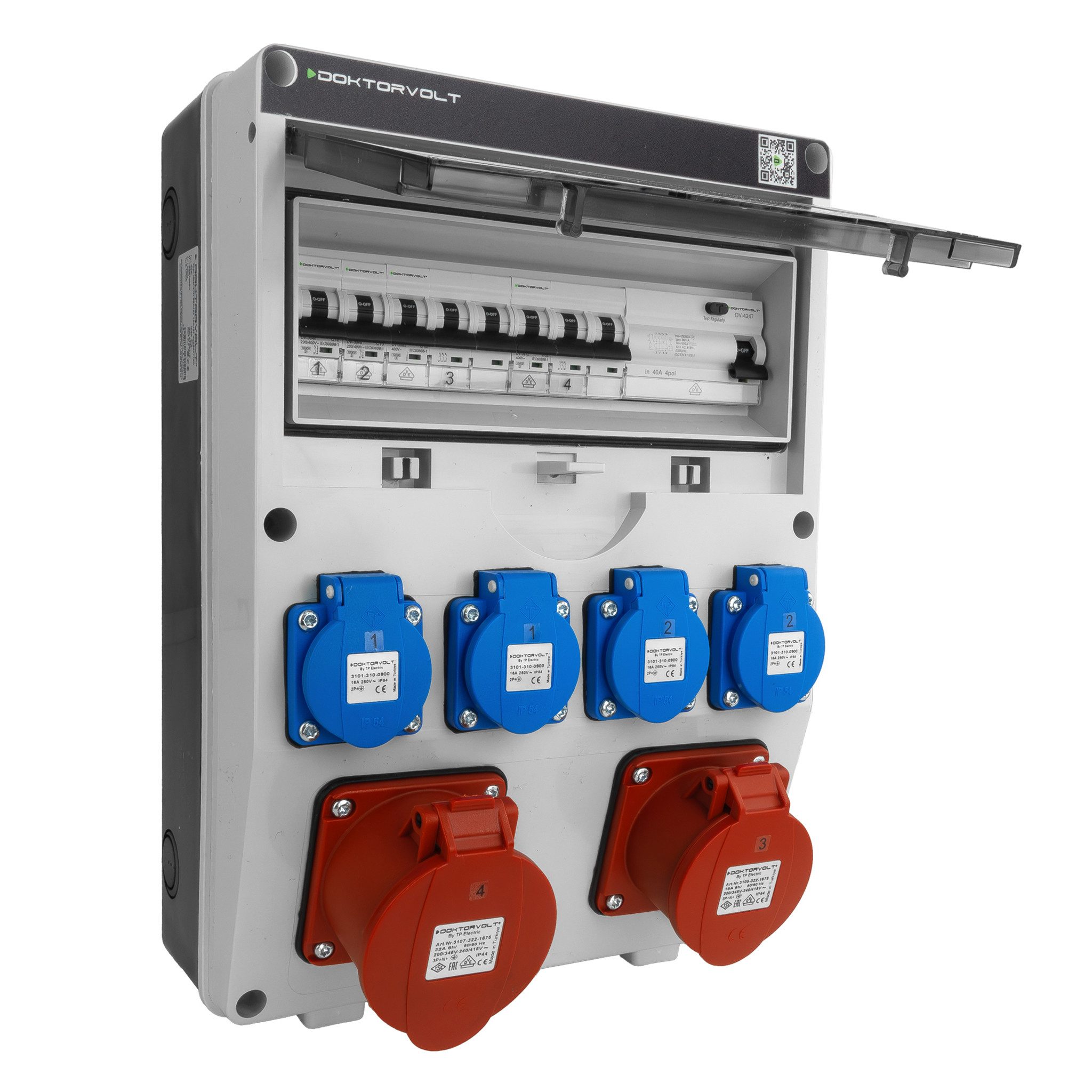 Doktorvolt Stromverteiler BAUSTROMVERTEILER WANDVERTEILER KOMPLETT VERDRAHTET 32A CEE 16A 230V