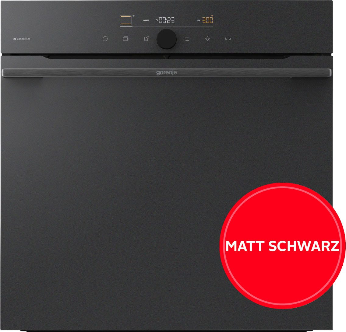 GORENJE Pyrolyse Backofen GO66MB Pizza350C, mit Vollauszug, Pyrolyse-Selbstreinigung, PizzaPlus: In 3:30 Min. bei 350 °C die perfekte Pizza zuhause backen
