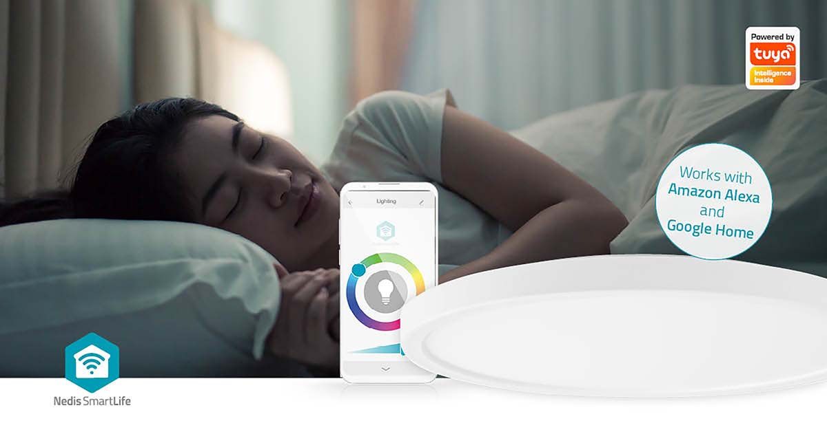 Nedis LED Deckenleuchte WIFILAC31WT, WLAN, RGB, dimmbar, für Zuhause, App-Steuerung, Zeitpläne, Warm bis kühlen weiß,RGB, WLAN, RGB, dimmbar, für Zuhause, App-Steuerung, Zeitpläne