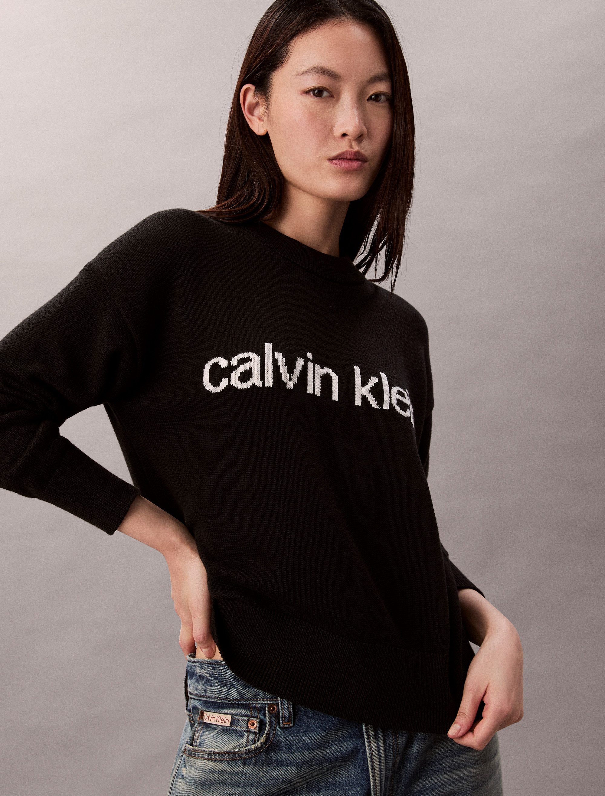 Calvin Klein Jeans Strickpullover Cotton Graphic Pullover Mit Rundhalsaussc günstig online kaufen