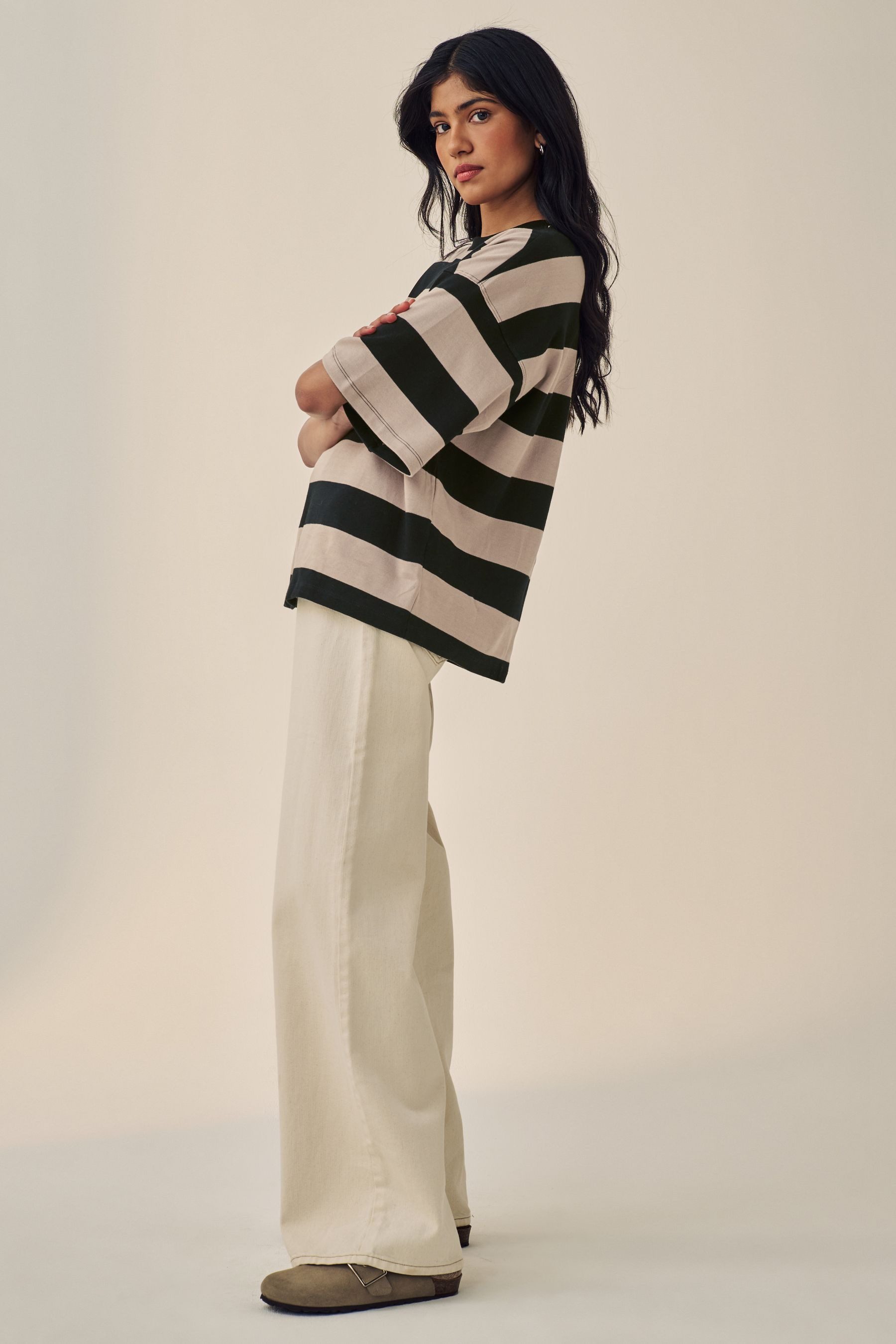 Next T-Shirt Kastiges Relaxed Fit Oversized-T-Shirt, Baumwolle (1-tlg)