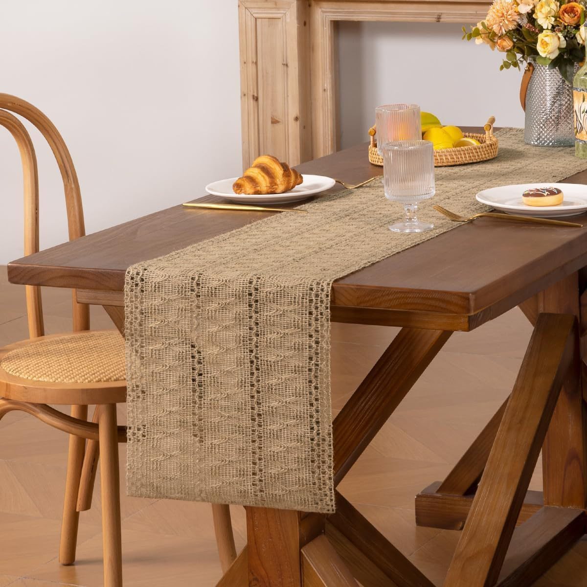 Kaket Tischläufer Makramee Tischläufer Boho Baumwollflachs günstig online kaufen