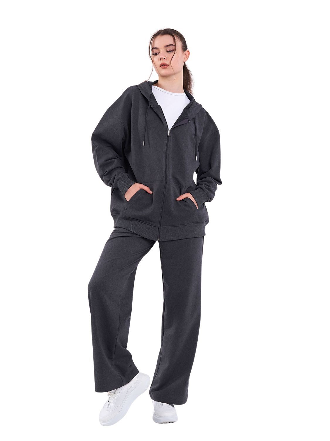 COMEOR Kapuzensweatjacke Damen Bequeme Baumwoll-Hoodie-Jacke Kapuzensweatshirt mit durchgehendem Reißverschluss