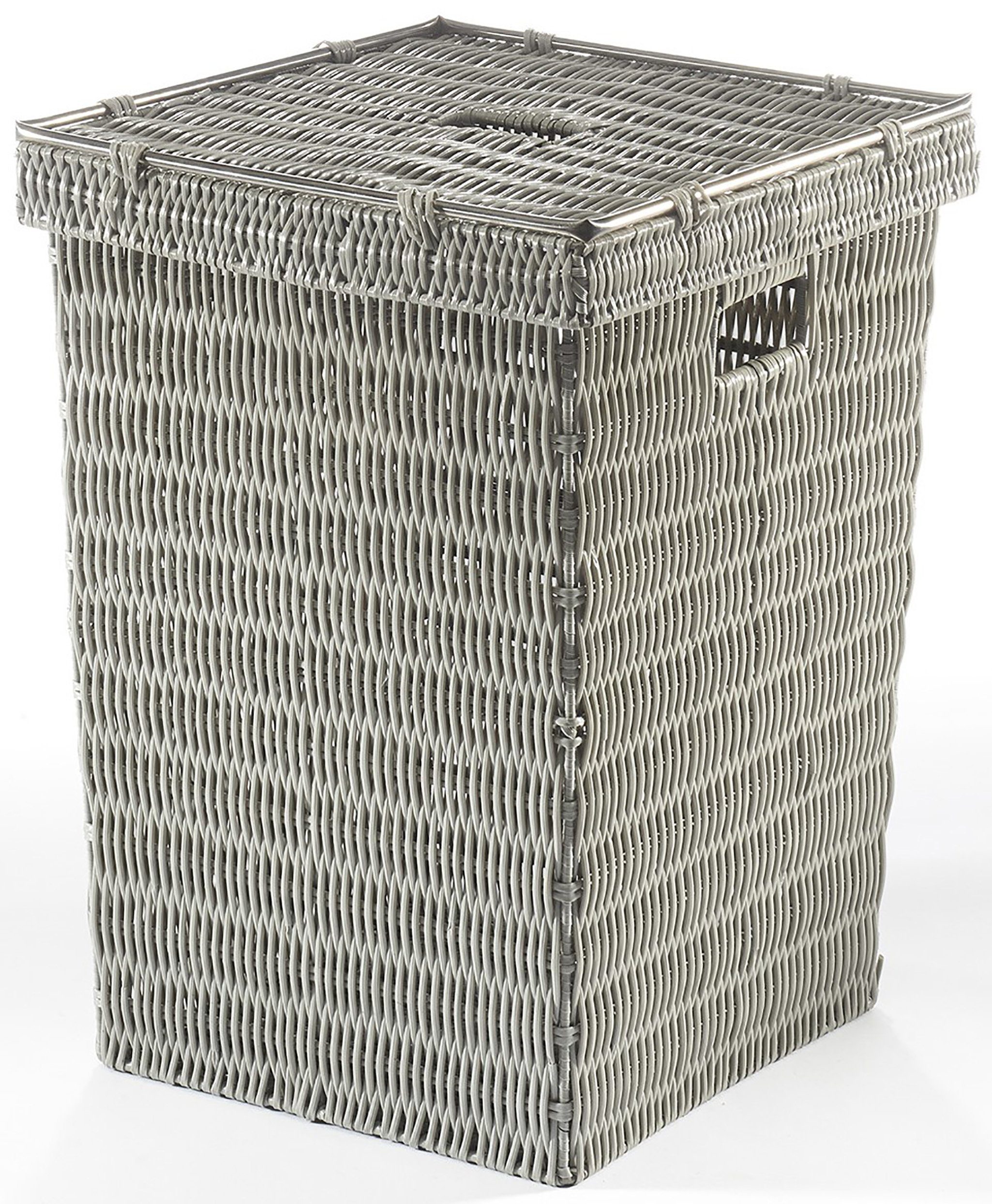 Kobolo Wäschebehälter grau mit Wäschekorb Wäschesammler Kunststoff - Deckel -