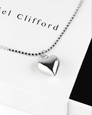 DANIEL CLIFFORD Herzkette 'Daisy' Damen Halskette Silber 925 mit Herzanhänger, größenverstellbare Halskette 39 cm + 5 cm, haut- und allergiefreundlich, Dirndlkette