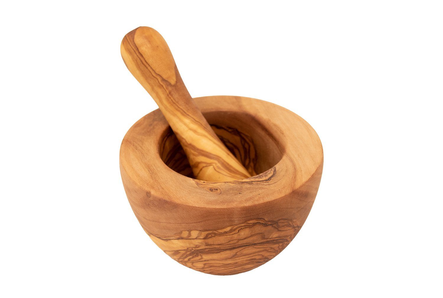 Benera Mörser Olivenholz Mörser und Stößel I ca. 12 CM Durchmesser