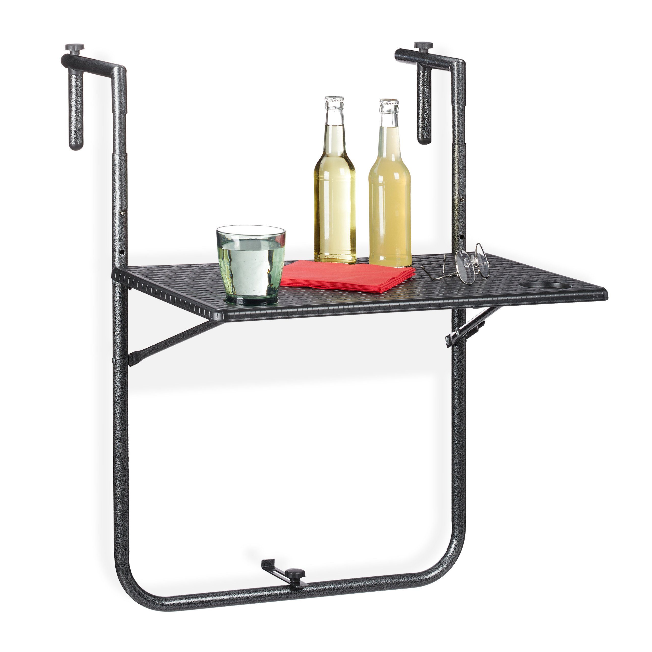 relaxdays Balkonhängetisch klappbar in Schwarz günstig online kaufen