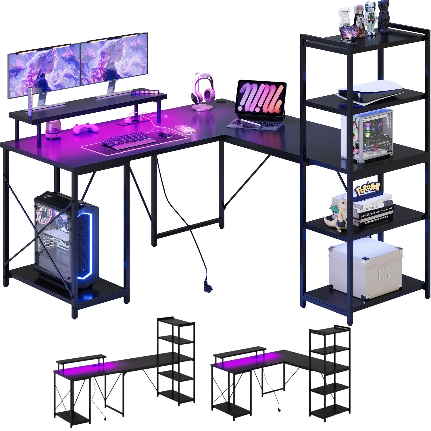HOMALL Gamingtisch Schreibtisch mit LED und günstig online kaufen