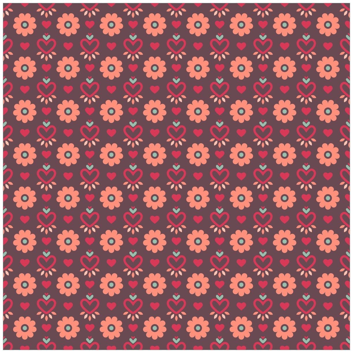 Wallario Tischplatte Muster mit Blumen und Herzen (1 St), für Ikea Lack Tisch geeignet