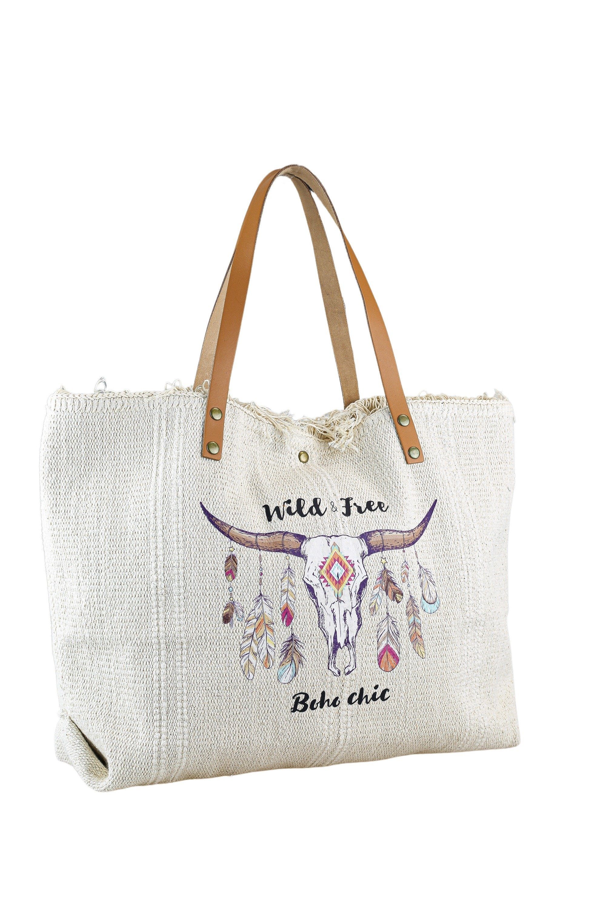 COLLEZIONE ALESSANDRO Schultertasche Wild and Free, aus Baumwolle mit echtem Leder