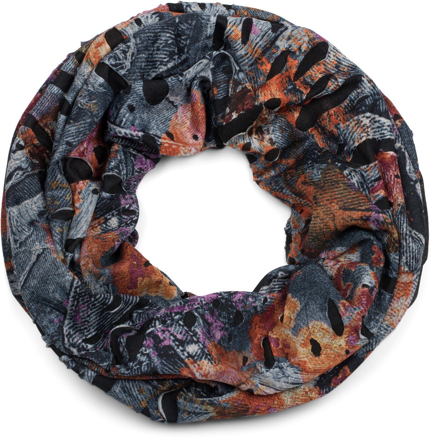 styleBREAKER Loop Loop Schal mit Farbklecksen günstig online kaufen