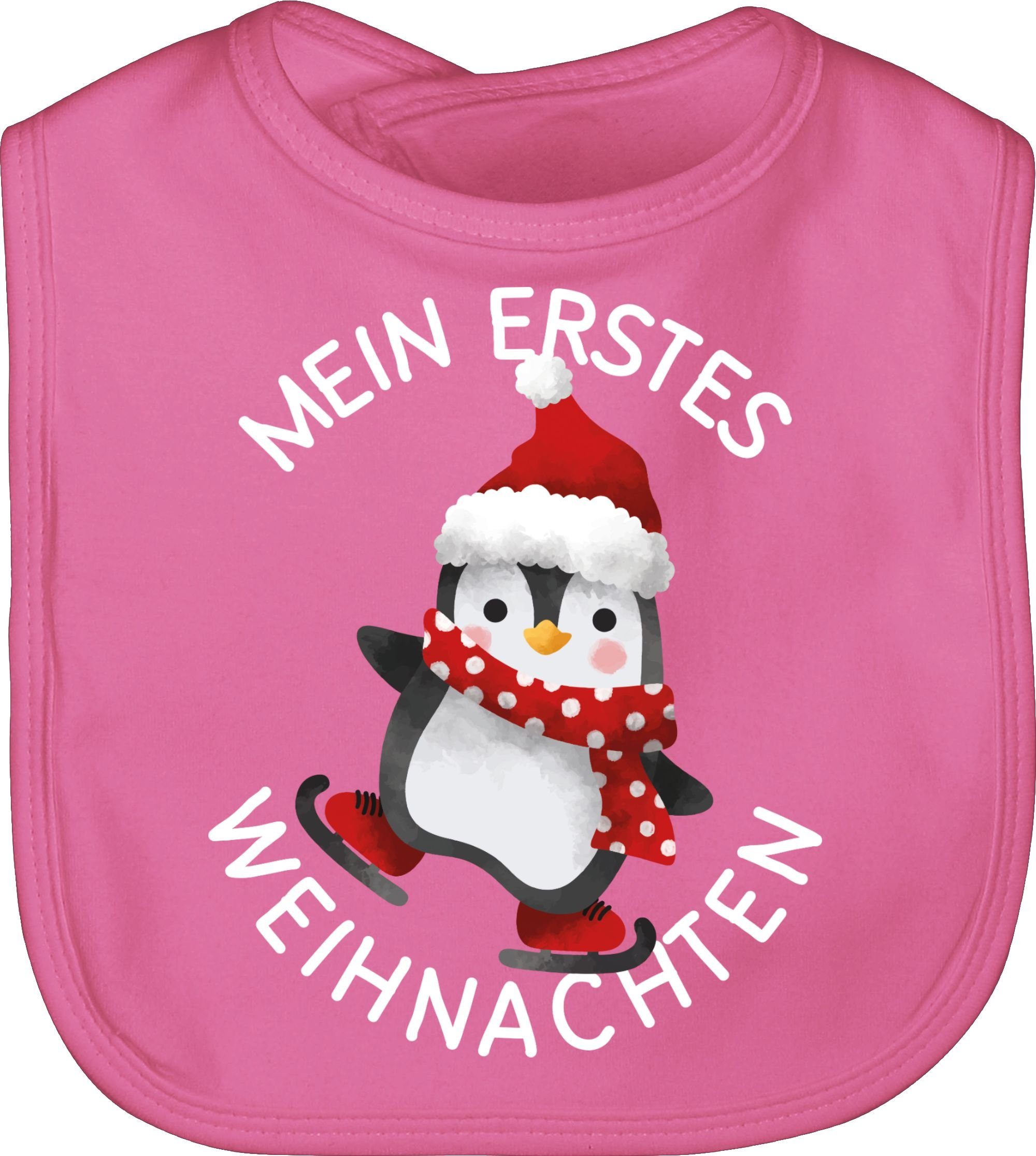 Mein Kleidung Pinguin Pink - Lätzchen 2 erstes mit Shirtracer Weihnachten weiß, Weihnachten Baby