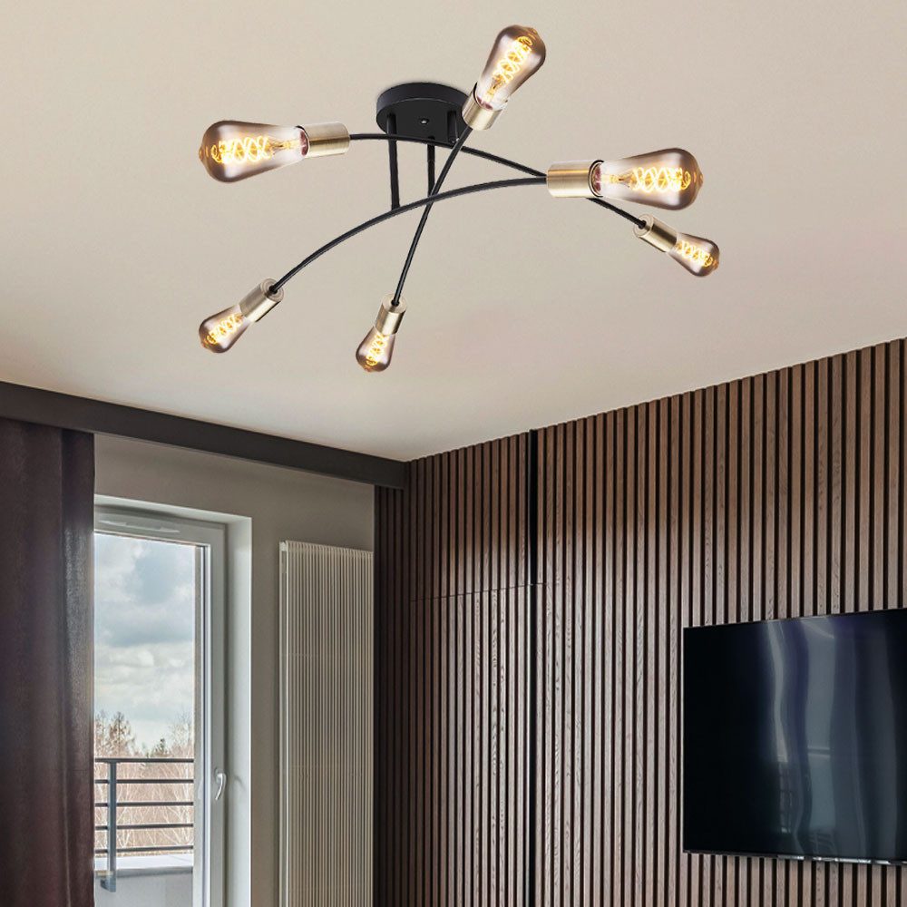 etc-shop Deckenleuchte, Leuchtmittel nicht inklusive, Design Decken Lampe Wohn Ess Zimmer Beleuchtung Messing antik Leuchte