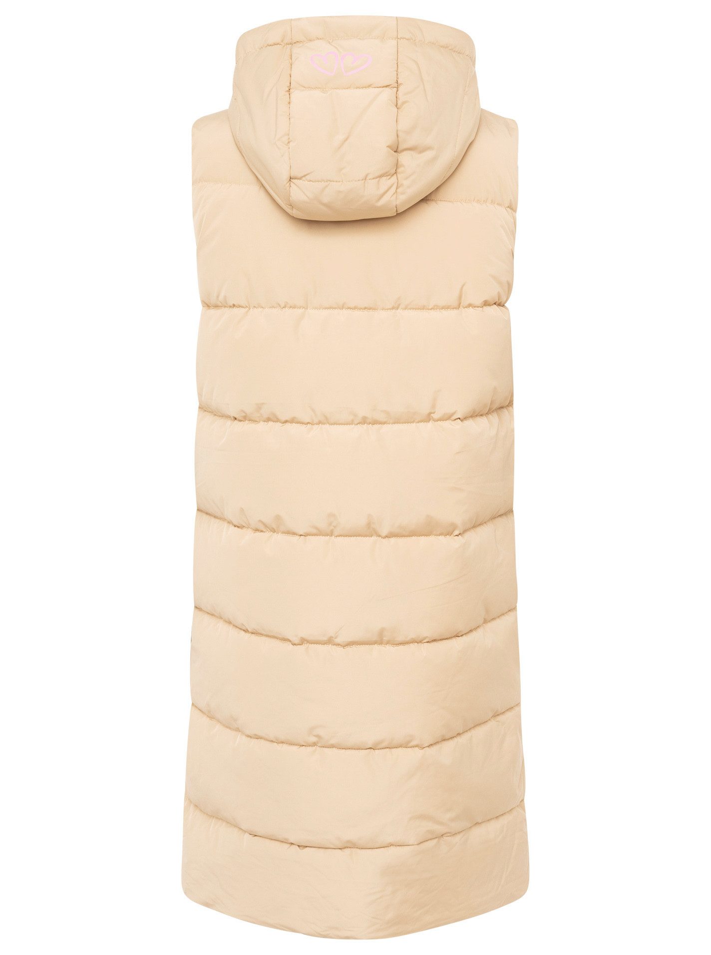 Zwillingsherz Steppweste "Wild Hearts" Leo-Muster, Taschen seitlich, modisch, Doppel-Zipper, extra lang