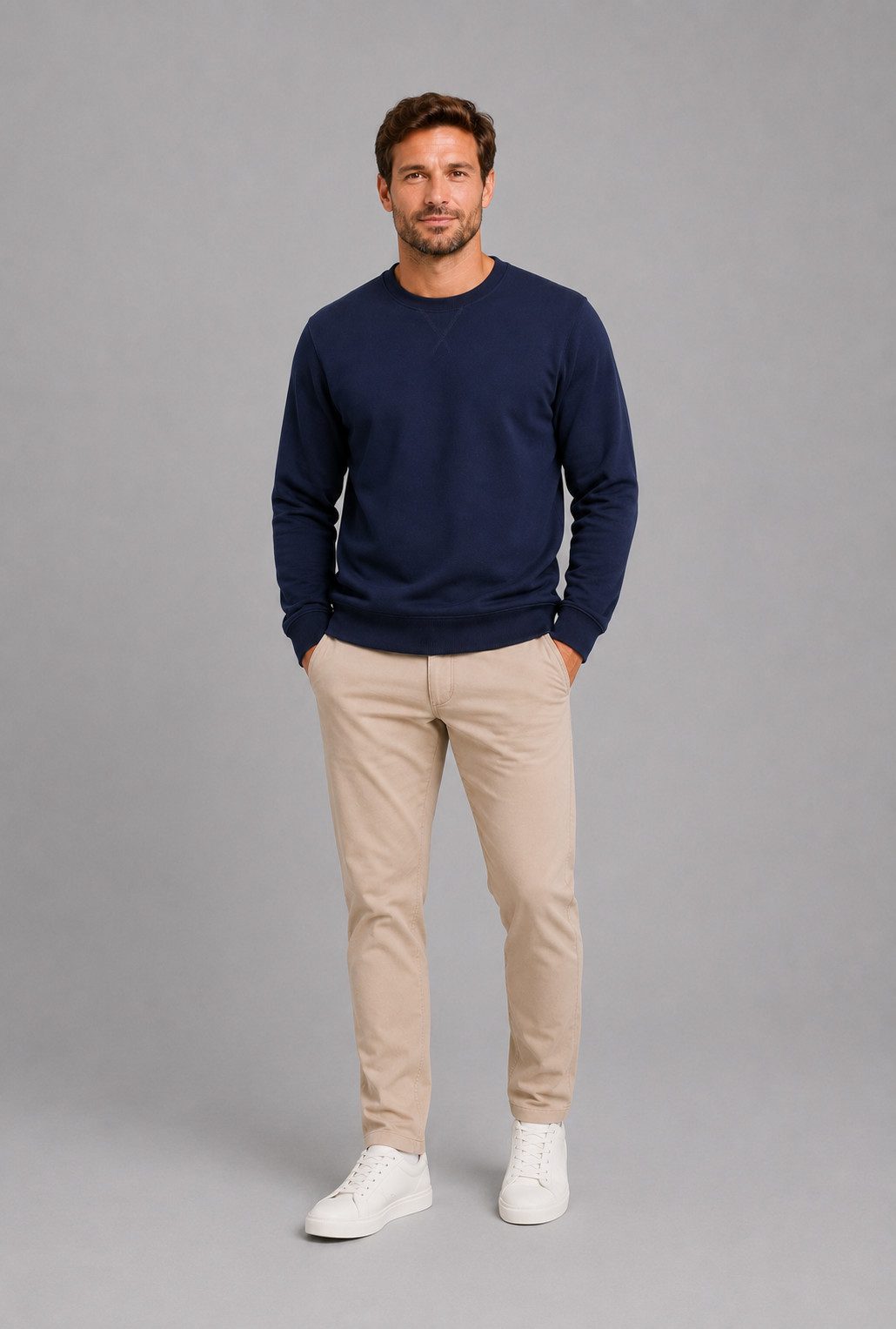 Smith & Solo Sweatshirt Herren, Pullover Baumwolle Loose Fit, Langarm, unifarben
