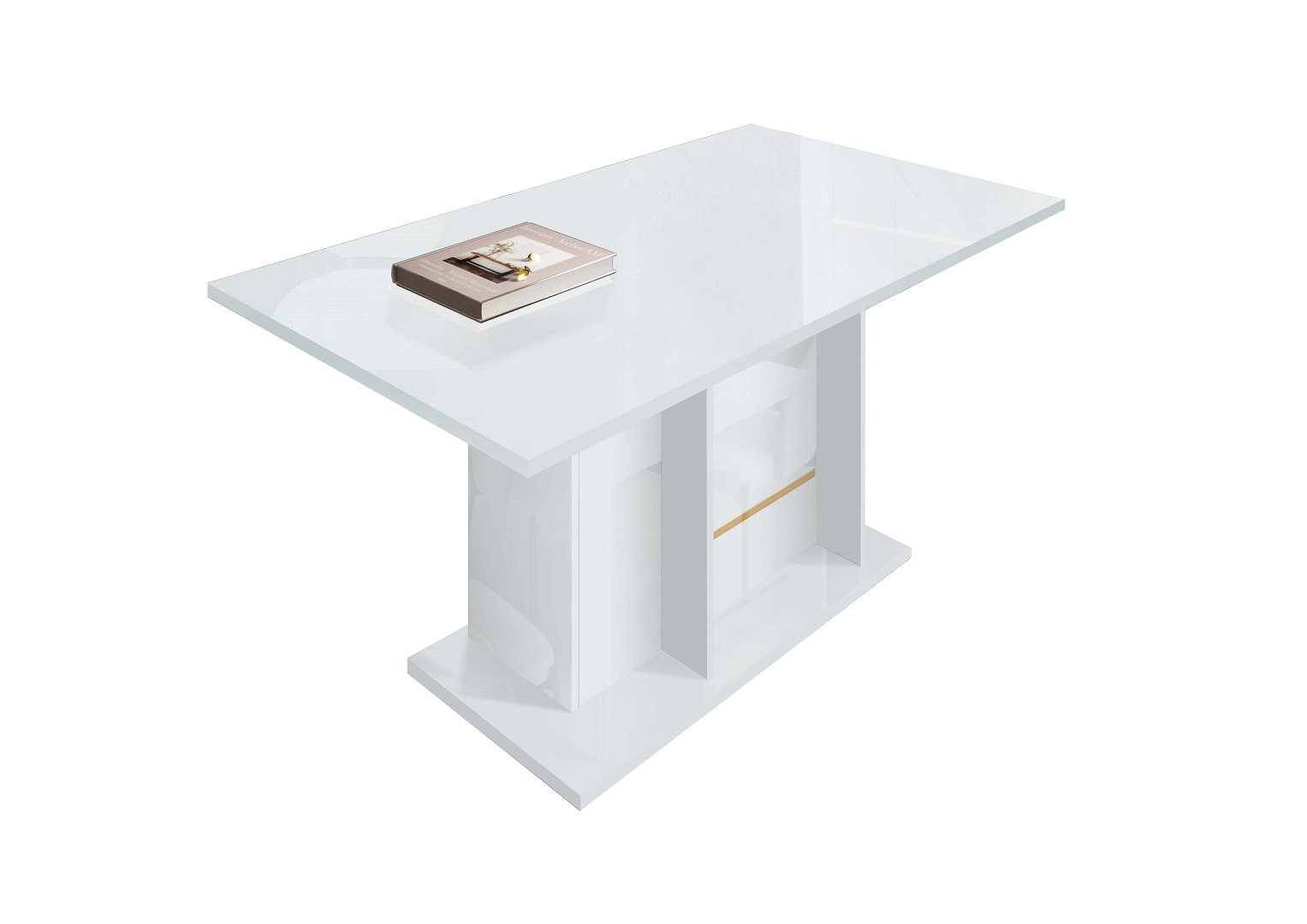 Interdesign24 Esstisch Pegaso (mit Holzgestell, in Hochglanz Weiß), Made in Italy