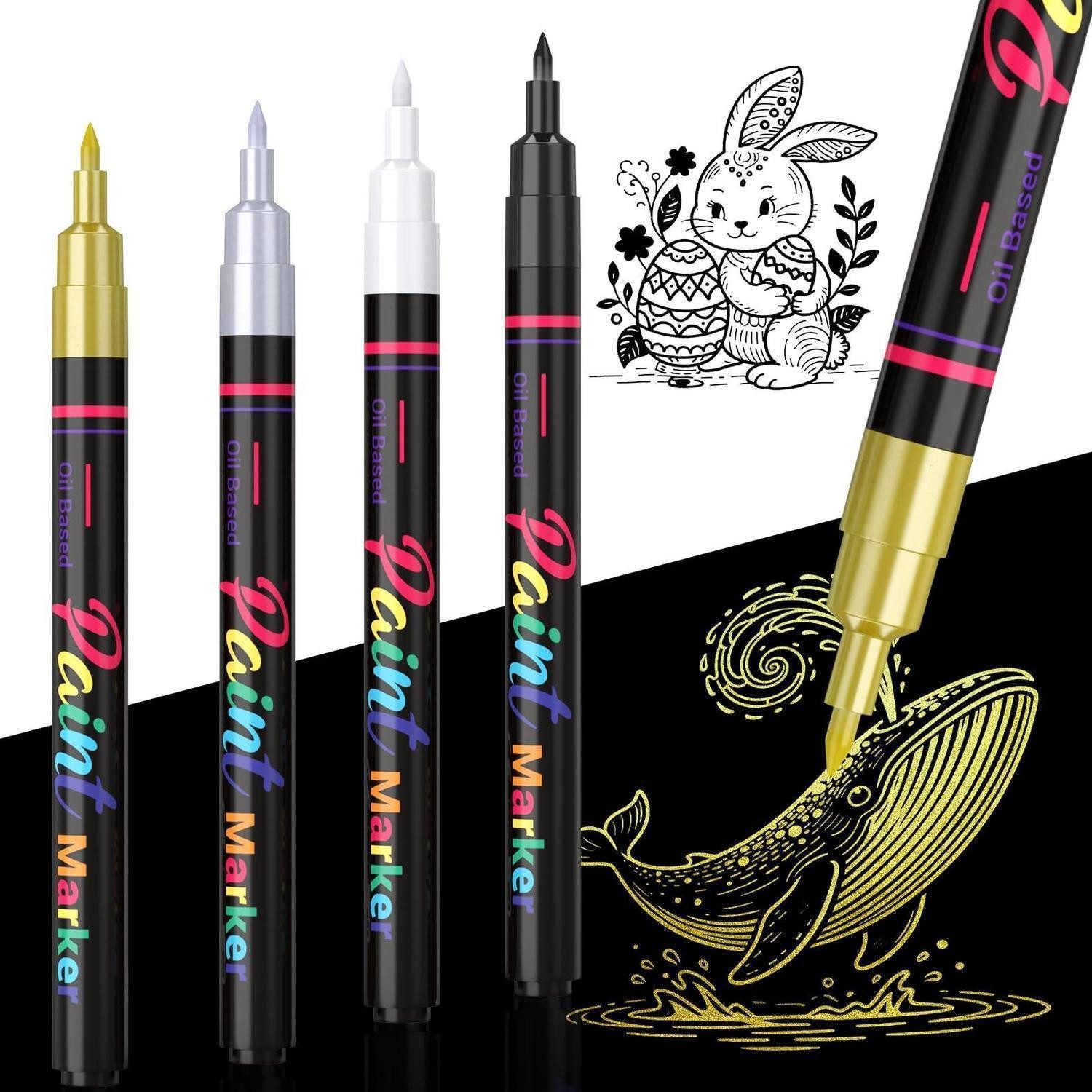 LuxusKollektion Lackmarker Lackstift Set 4er 0,7mm Feinspitze Mehrfarbig