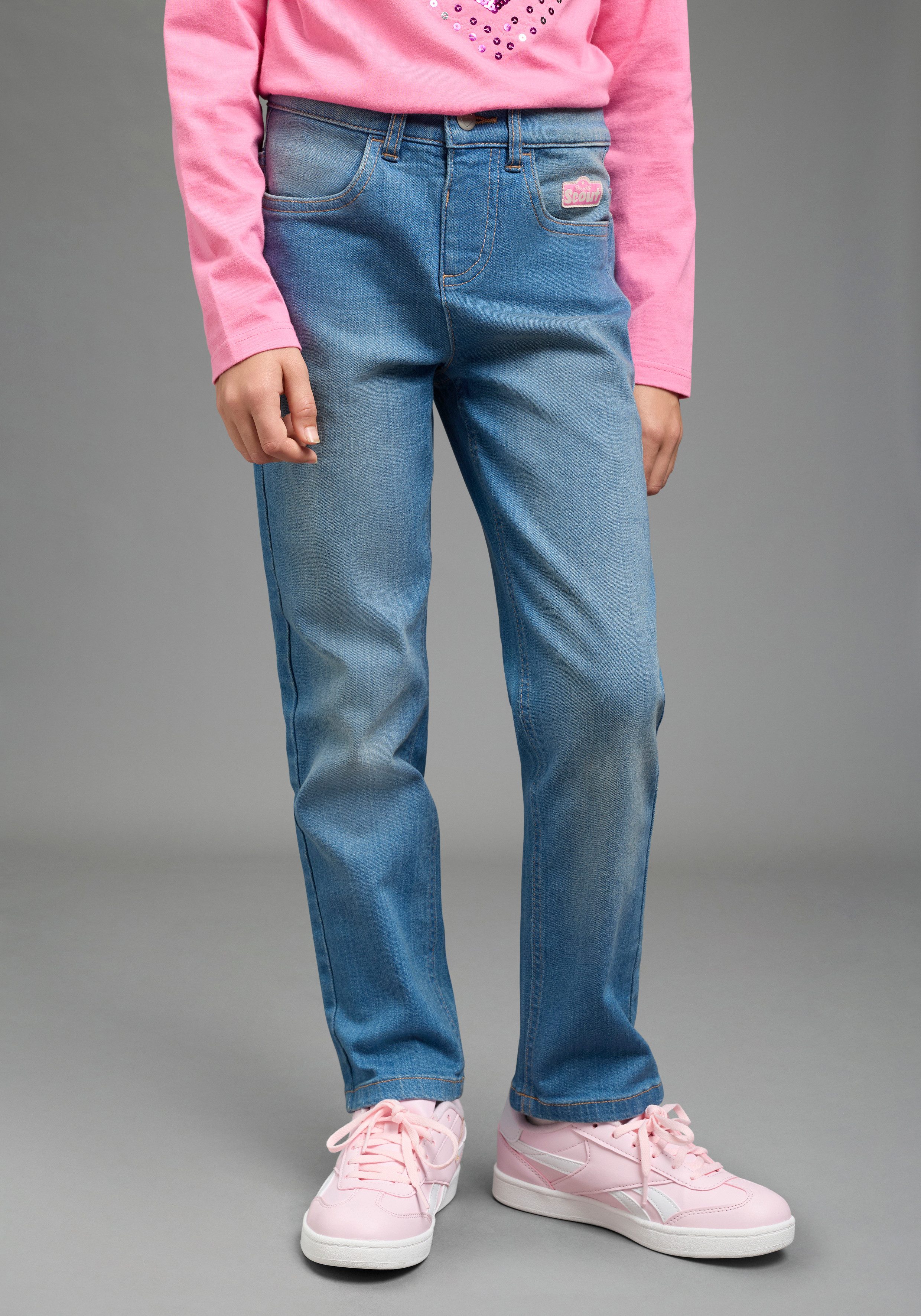 Scout Schlupfjeans Stretchjeans mit Herztaschen - NEU von SCOUT Jeans mit geradem Beinverlauf, normale Leibhöhe, mit Gummizug