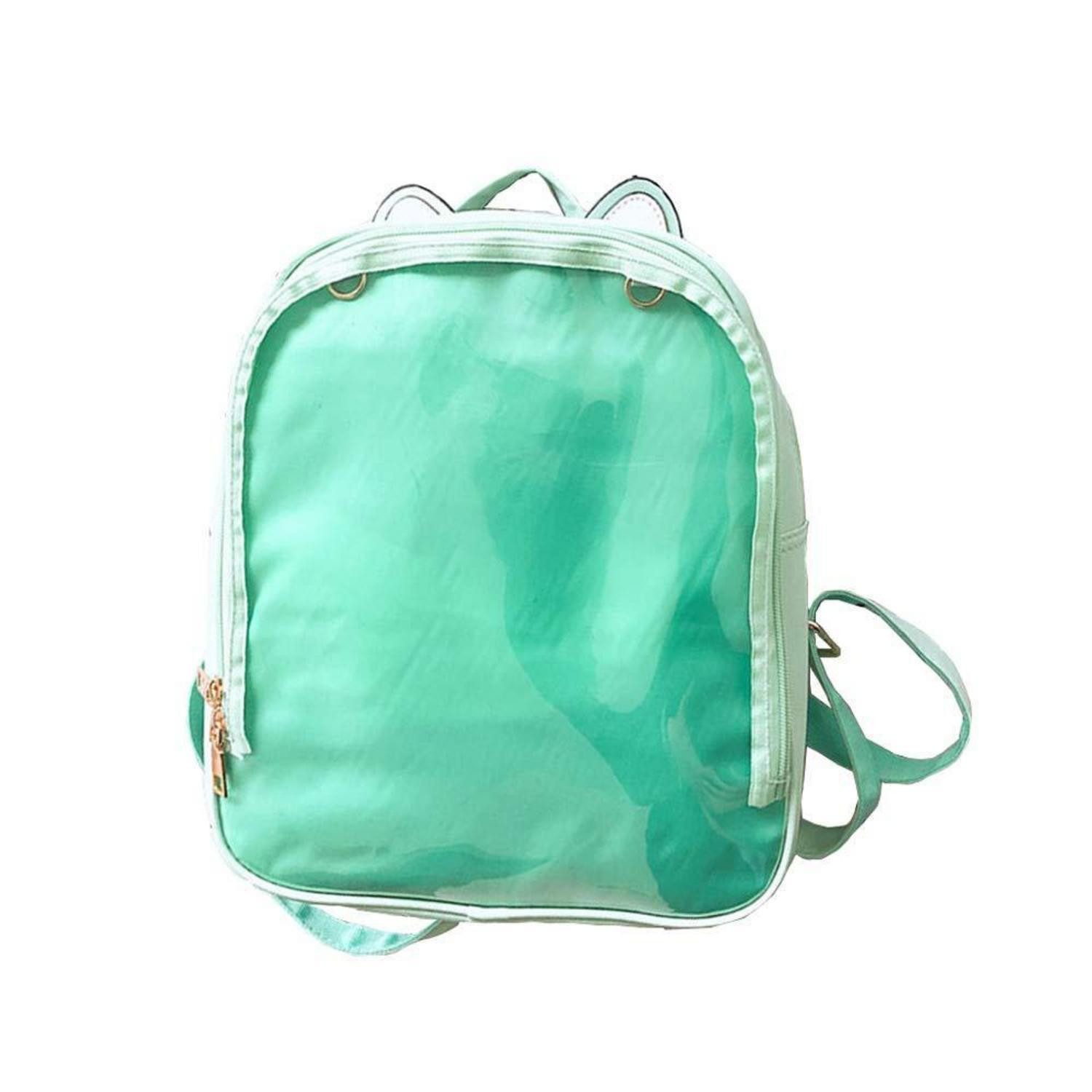LuxusKollektion Schulranzen Ita Rucksack Mädchen Katzenohren Grün Transparent