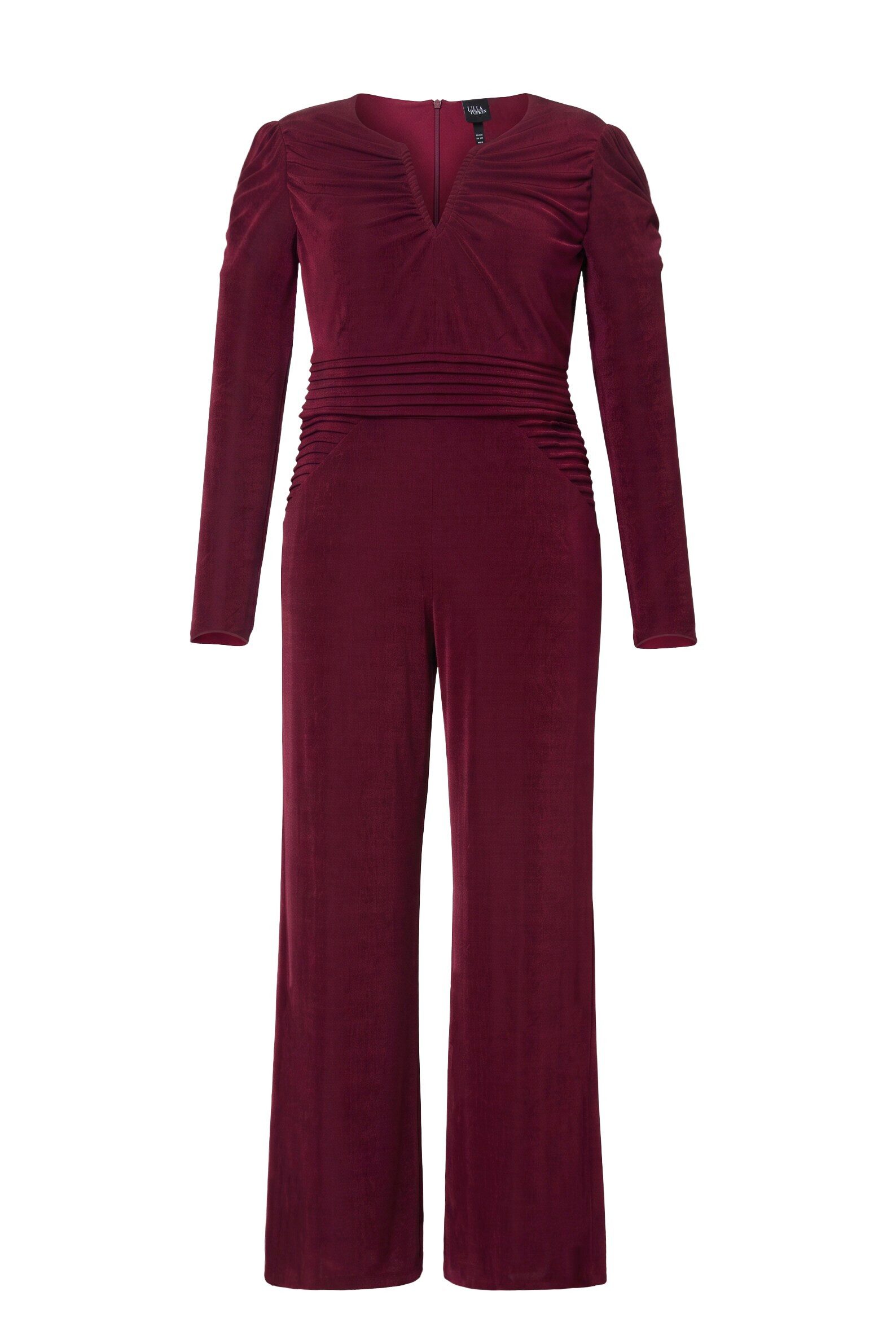 Ulla Popken Cocktailkleid Overall fitted Top drapierter V-Ausschnitt Langarm