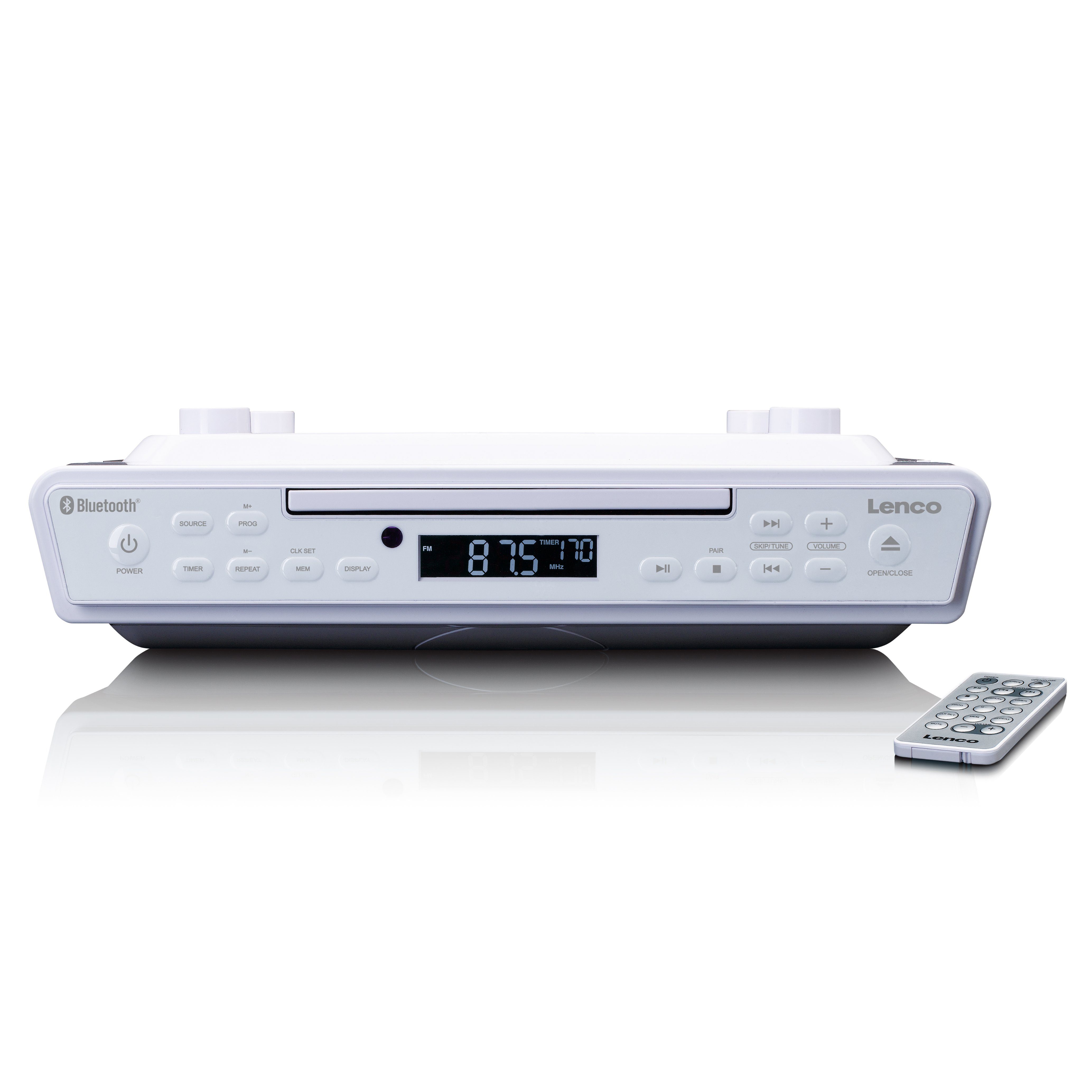 Lenco KCR-150WH UKW-Radio (FM, 6 W, modernes UKW Radio mit CD, Bluetooth inkl. Fernbedienung & Montagesatz)