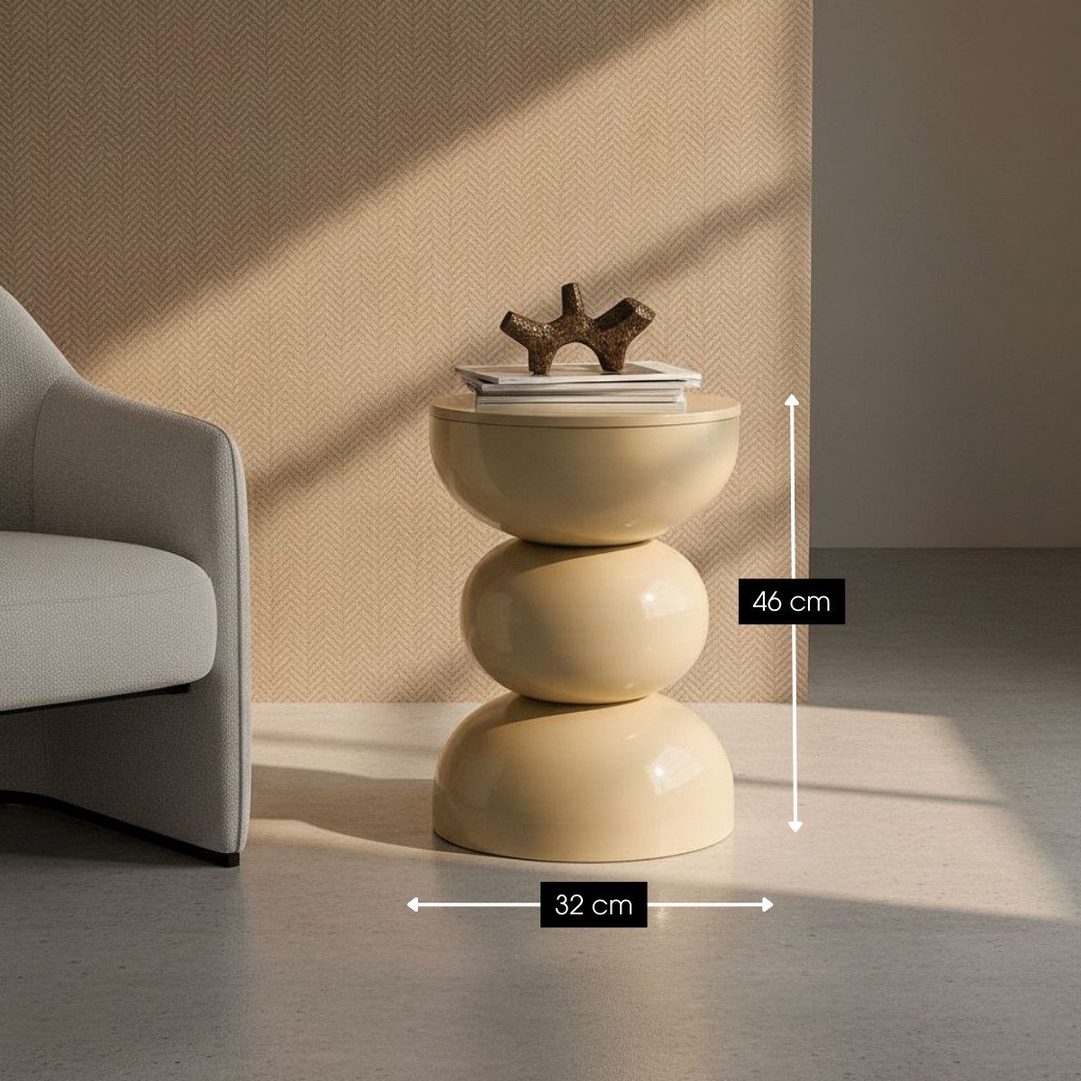 Mica Decorations Beistelltisch Mica Decorations Luna Beistelltisch – 46x32 cm Beige