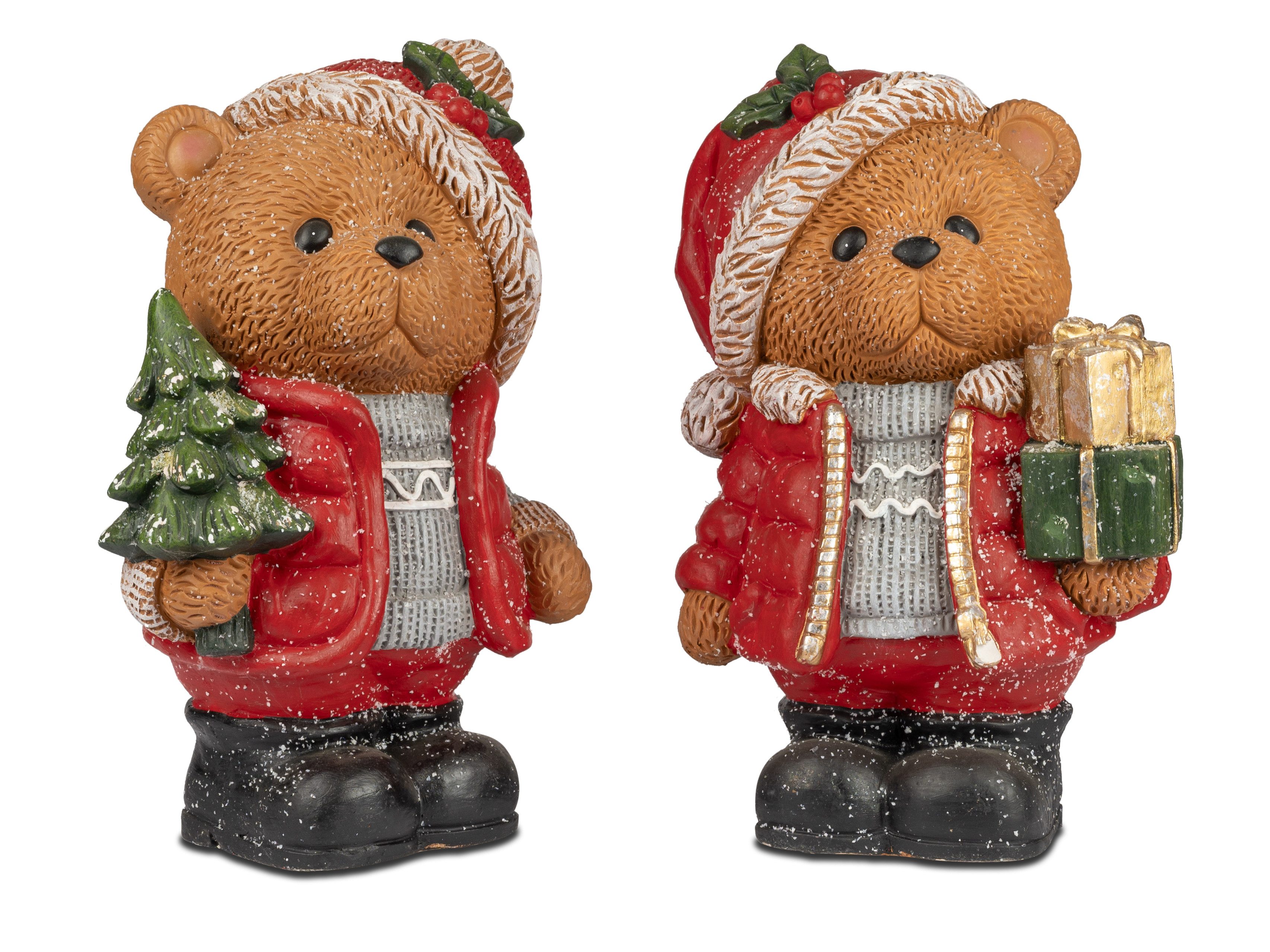 formano Dekofigur 2er Set Teddy Dekofiguren Weihnachten – 40 cm, Kunststein, handbemalt (2er-Set)