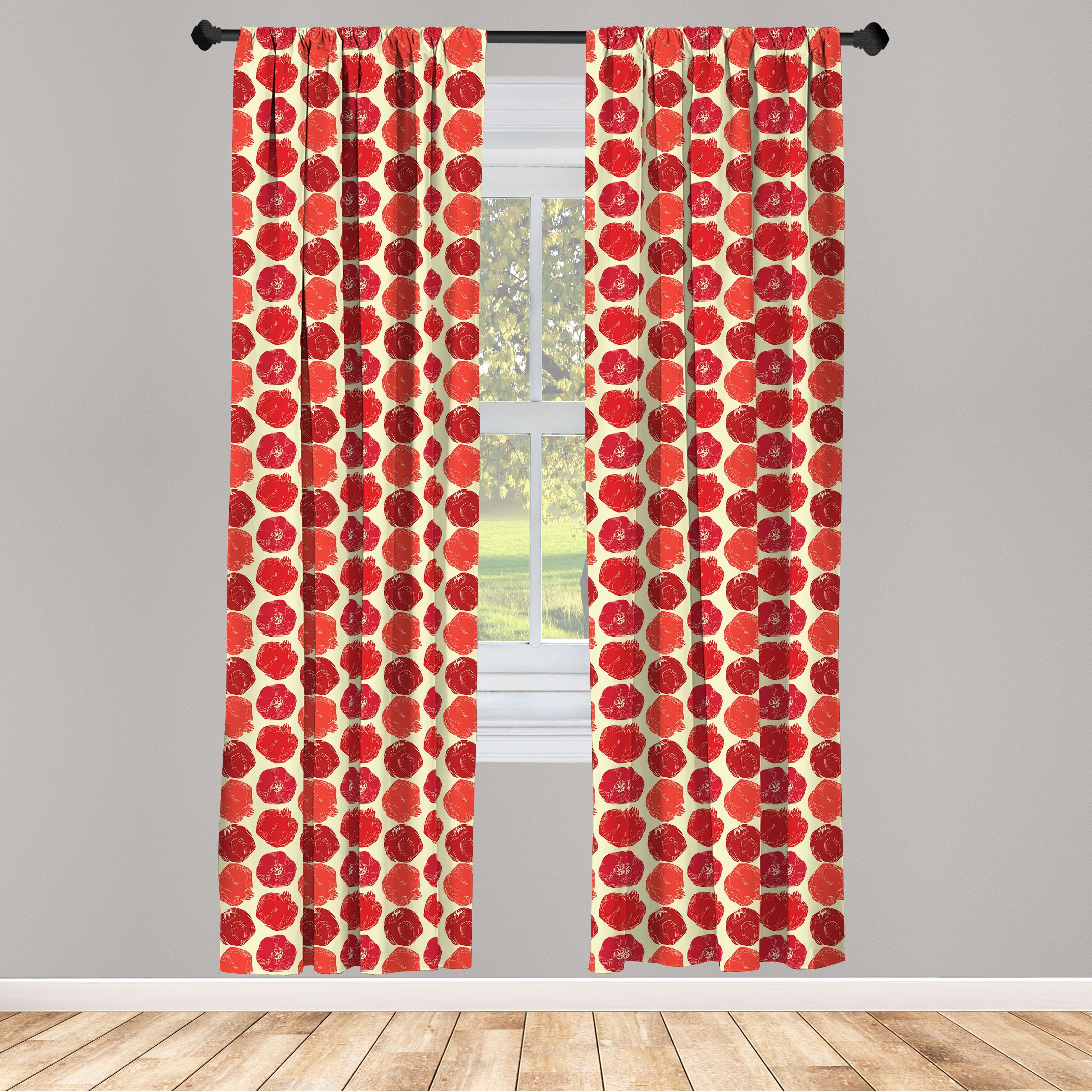 Gardine Vorhang für Wohnzimmer Schlafzimmer Dekor, Abakuhaus, Microfaser, Früchte Warmtonige Pomegranates Kunst