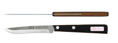 Güde Messer Solingen Allzweckmesser Universalmesser, 10 cm - Edelstahl - schwarz-orangenem Griff