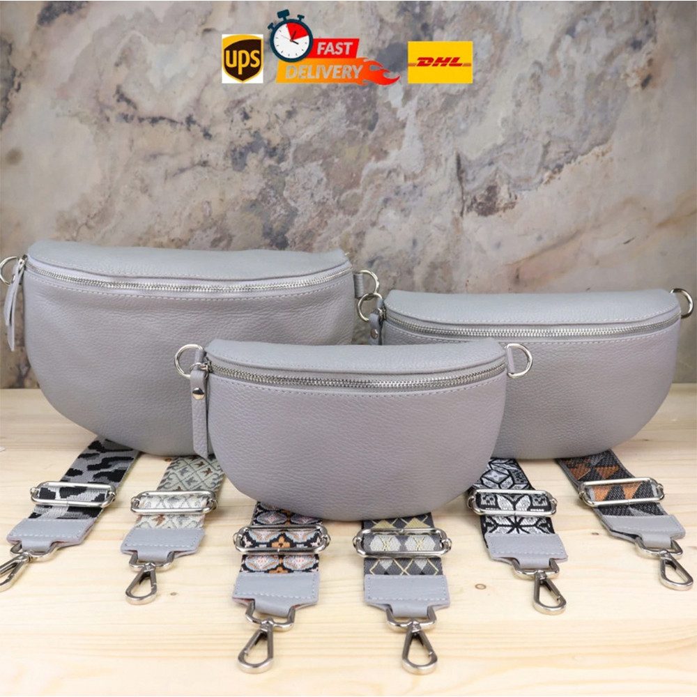 Blade Umhängetasche Bauchtasche Damen Echtleder Umhängetasche Brusttasche Gürteltasche, als Schultertasche tragbar mit Verstellbare Schultergurte